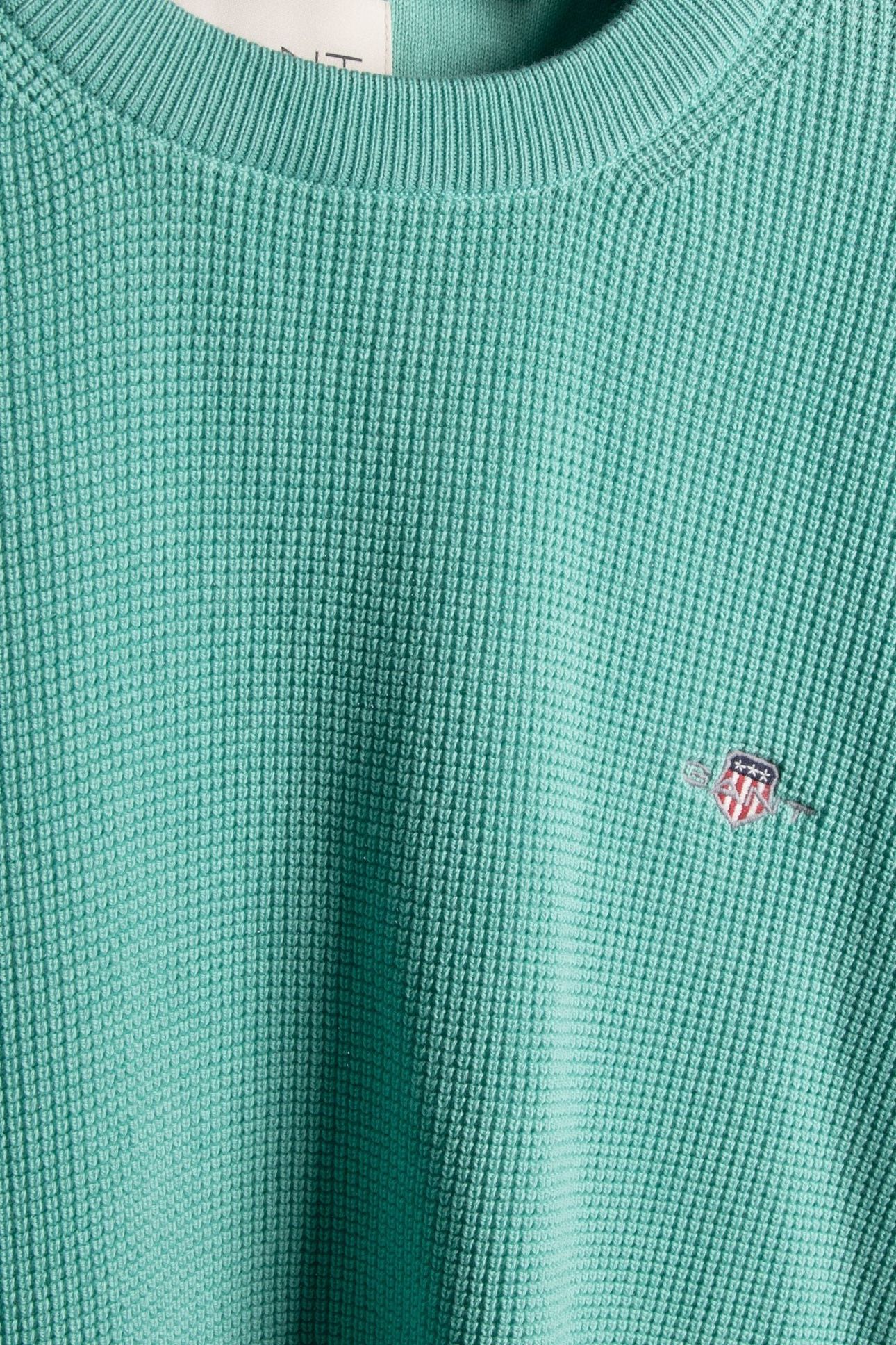 WAFFLE KNIT SWEATER MUTED TURQUOISE 4