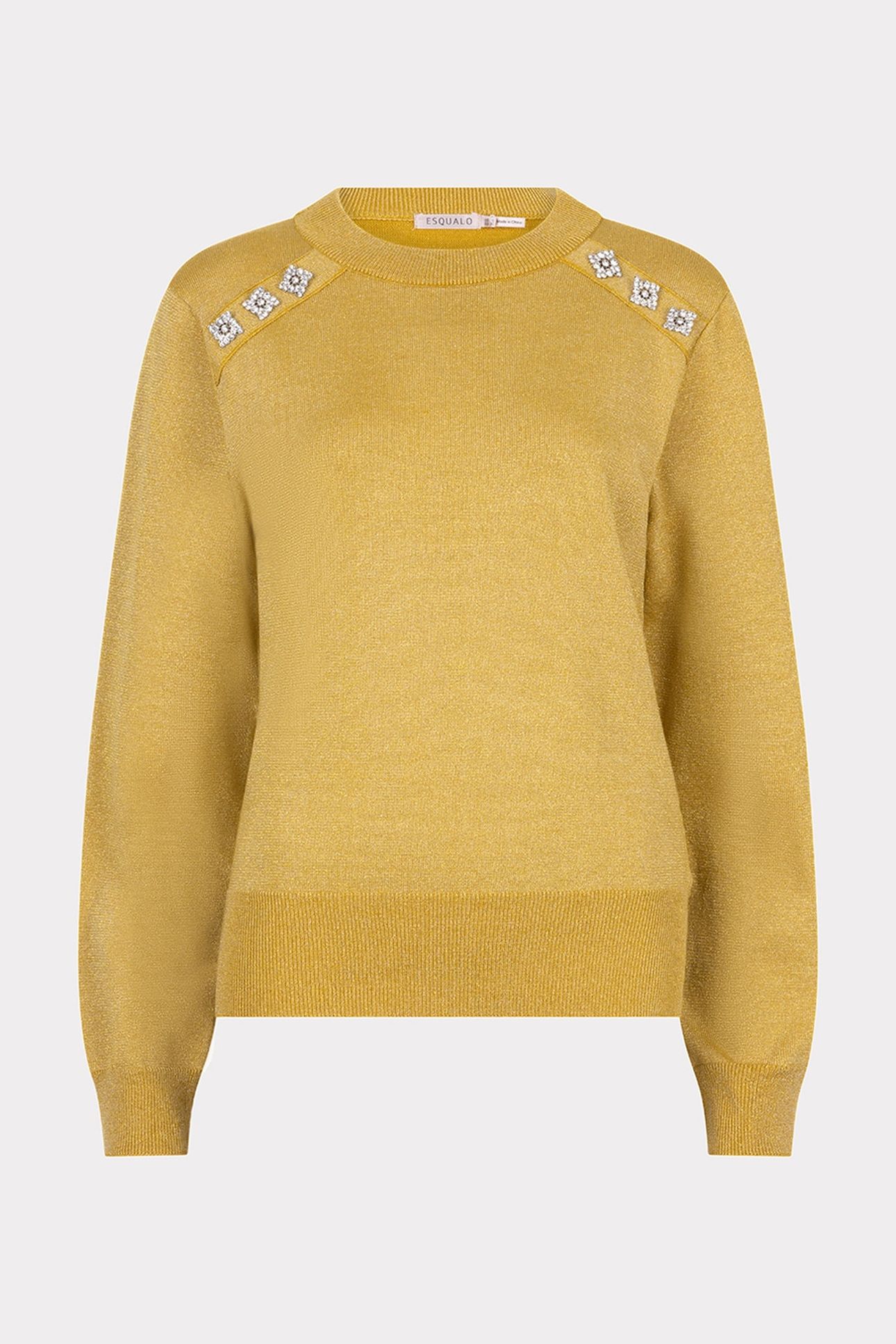 SWEATER ROUNDED NECK LUREX GOLDEN OLIVE 1