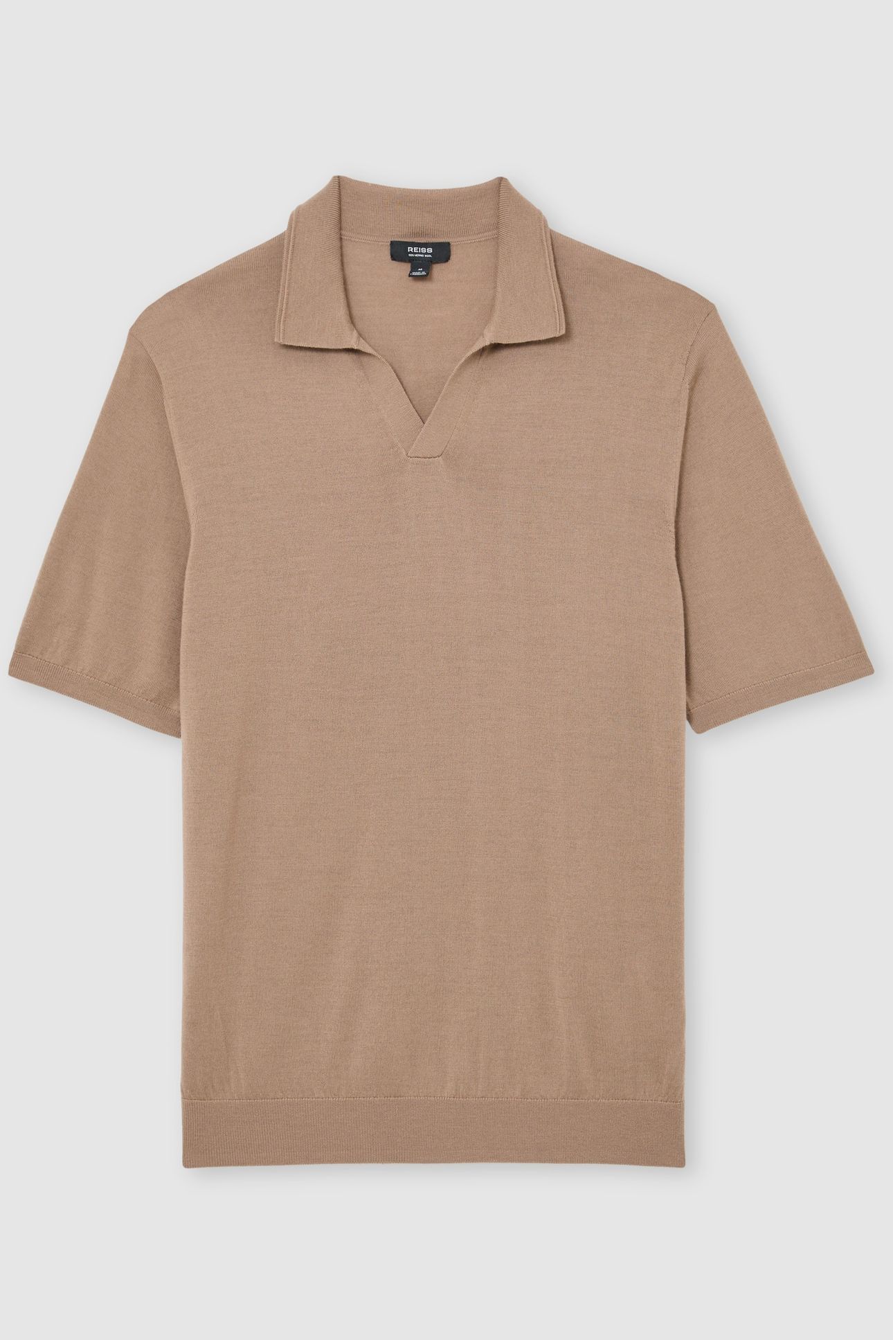 SS OPEN COLLAR MERINO WOOL POLO CAMEL BROWN 4