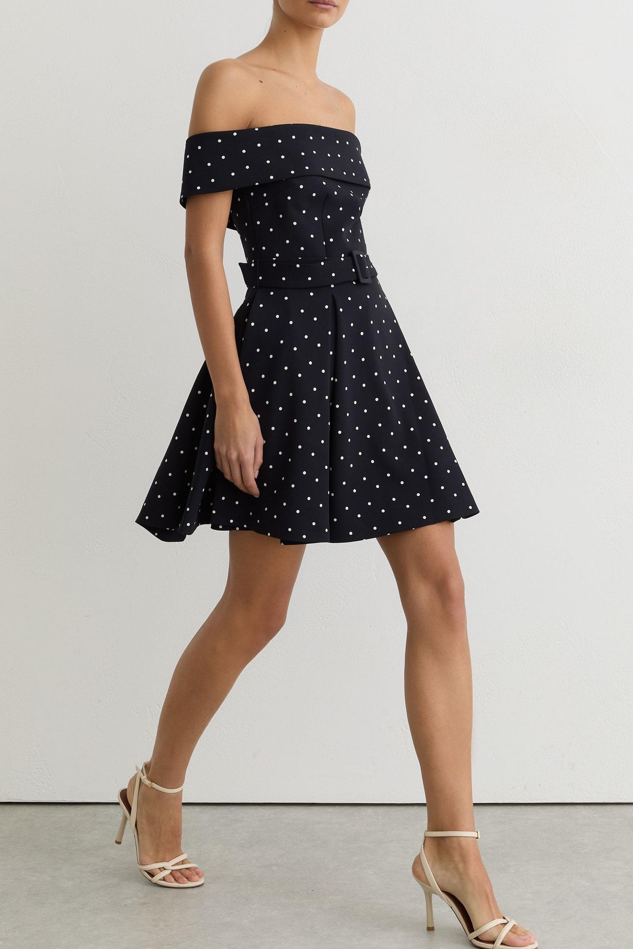 BARDOT POLKA FLIPPY OCCASION DRESS NAVY/IVORY 4