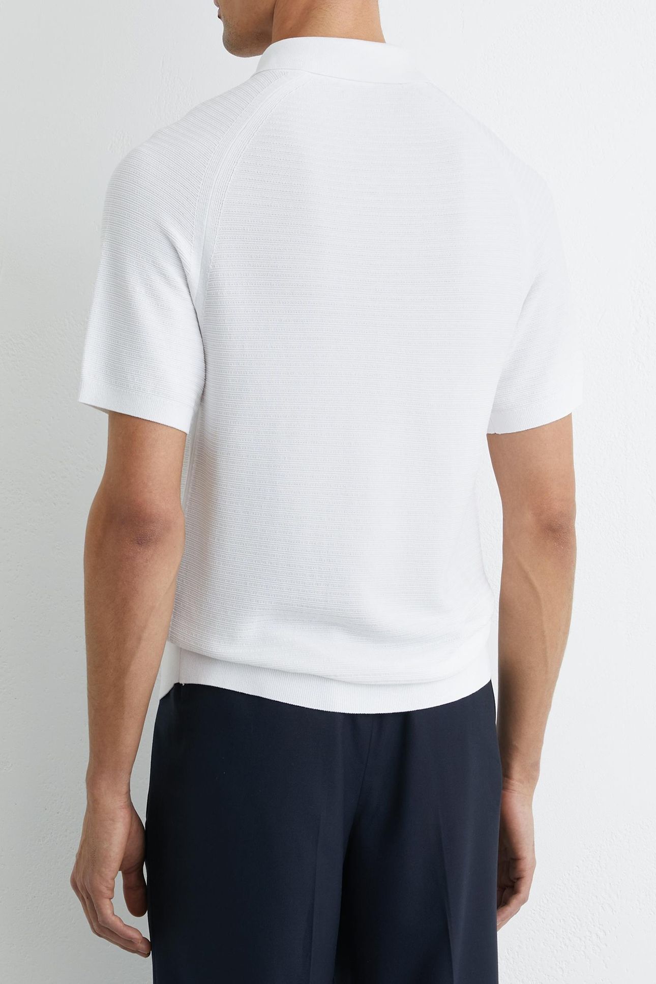 SS HALF ZIP TEXTURED POLO WHITE 2