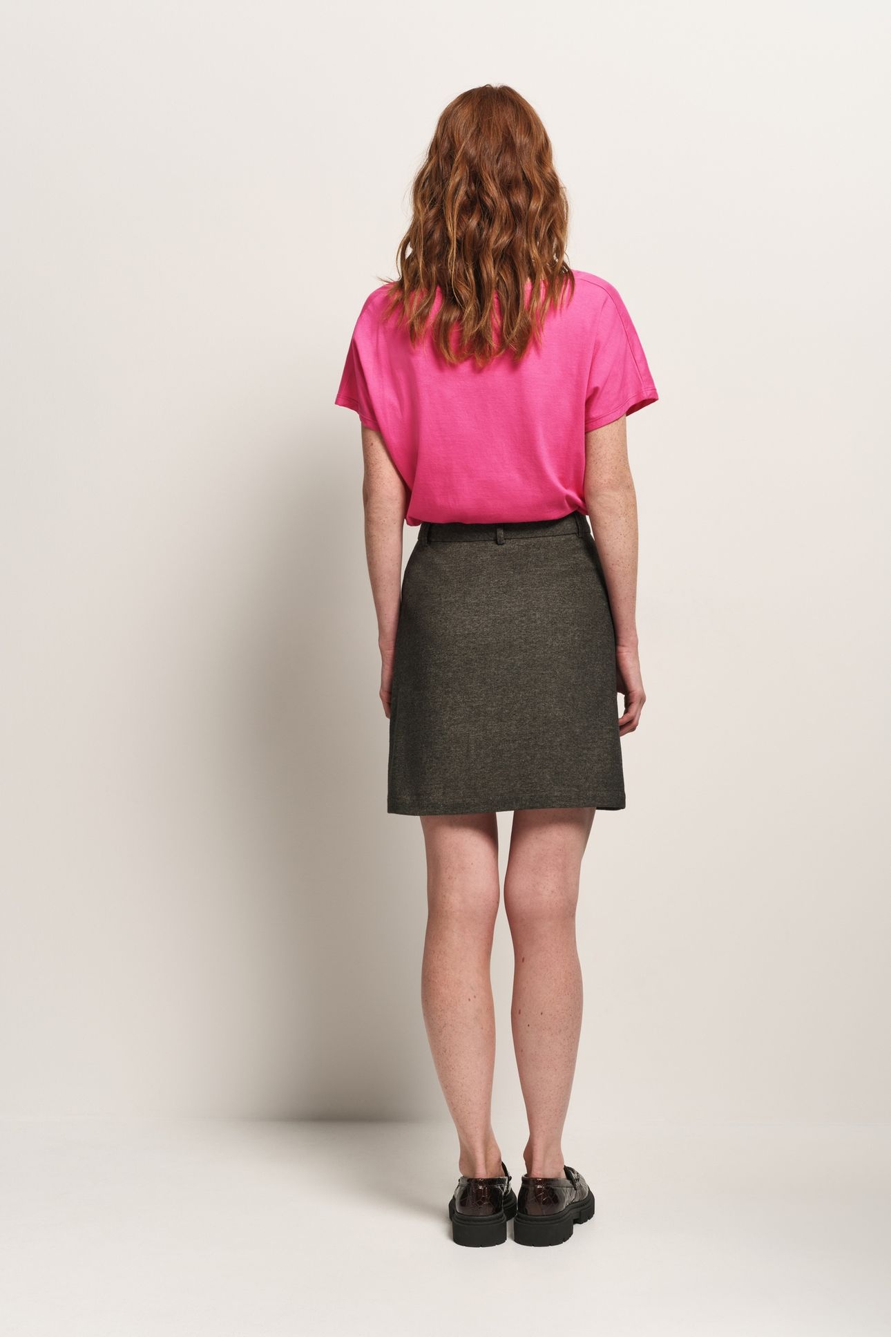 JACINTA - GREY FAUX PLAIN BUTTONED SUIT SKIRT 3
