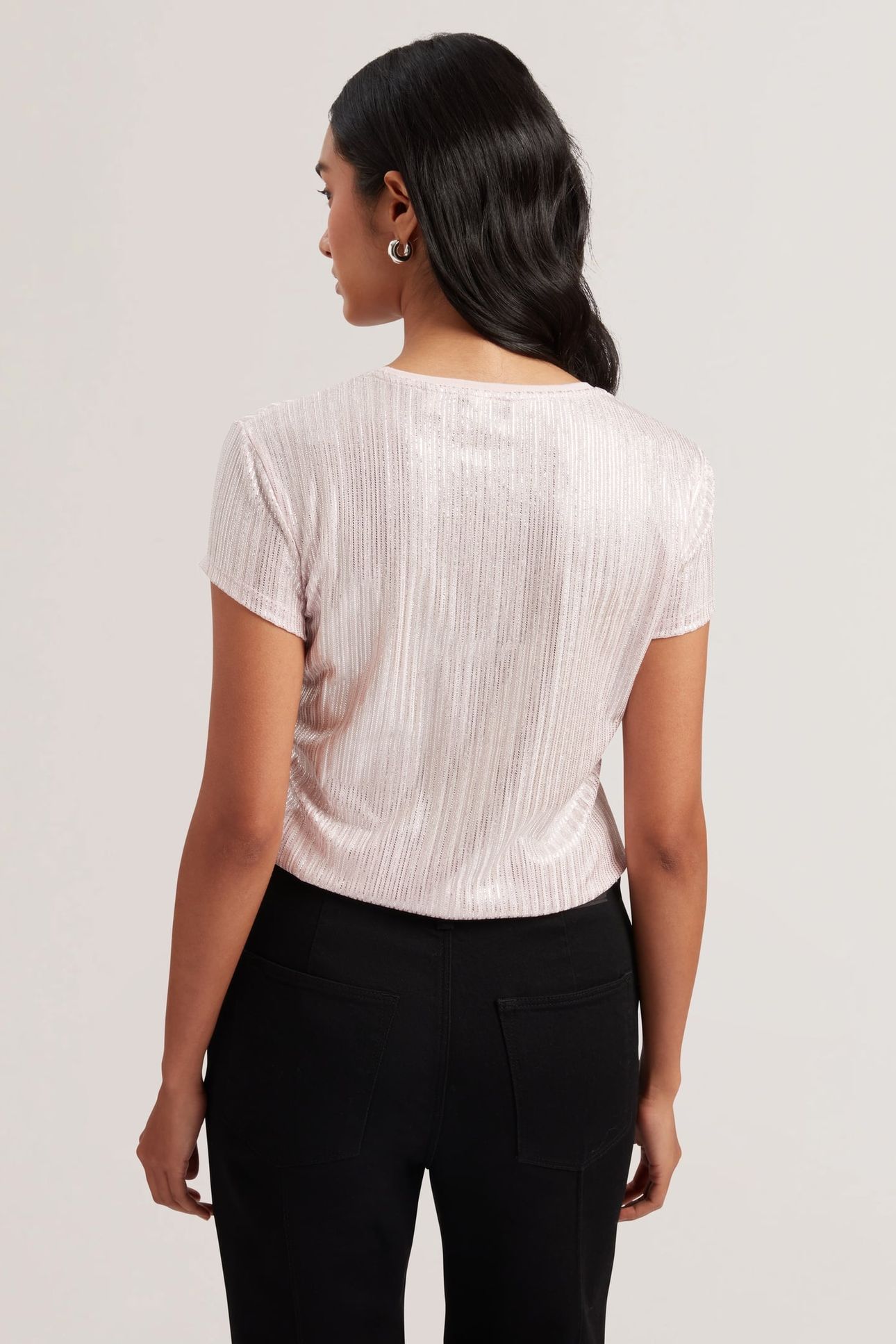 KATRINO METALLIC SHORT SLEEVE CREW NECK PINK 3