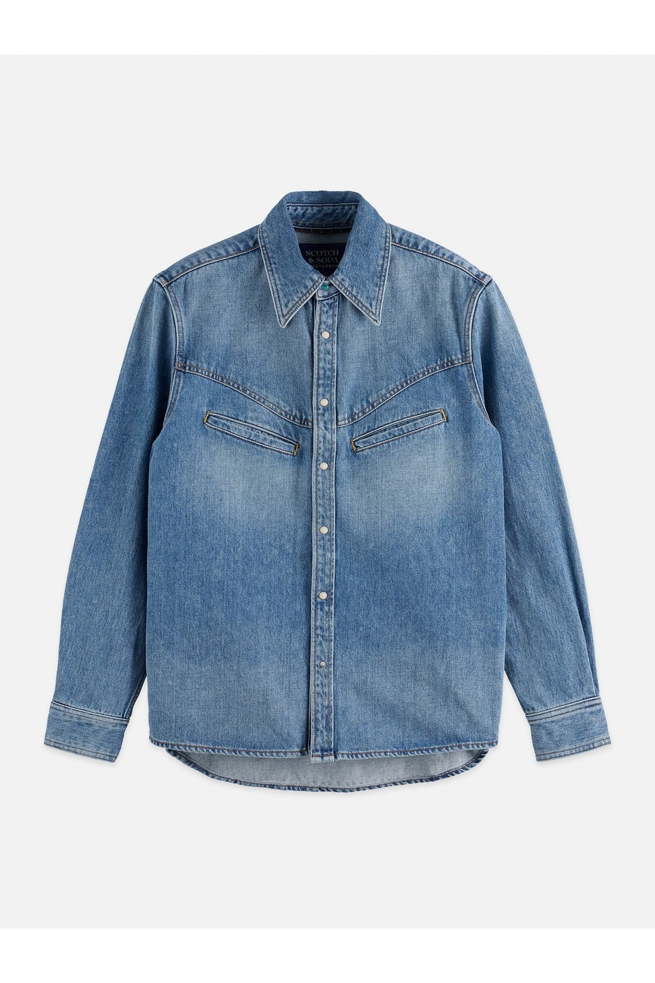 WASHED DENIM SHIRT WITH WESTERN DETAILS NAVY 4