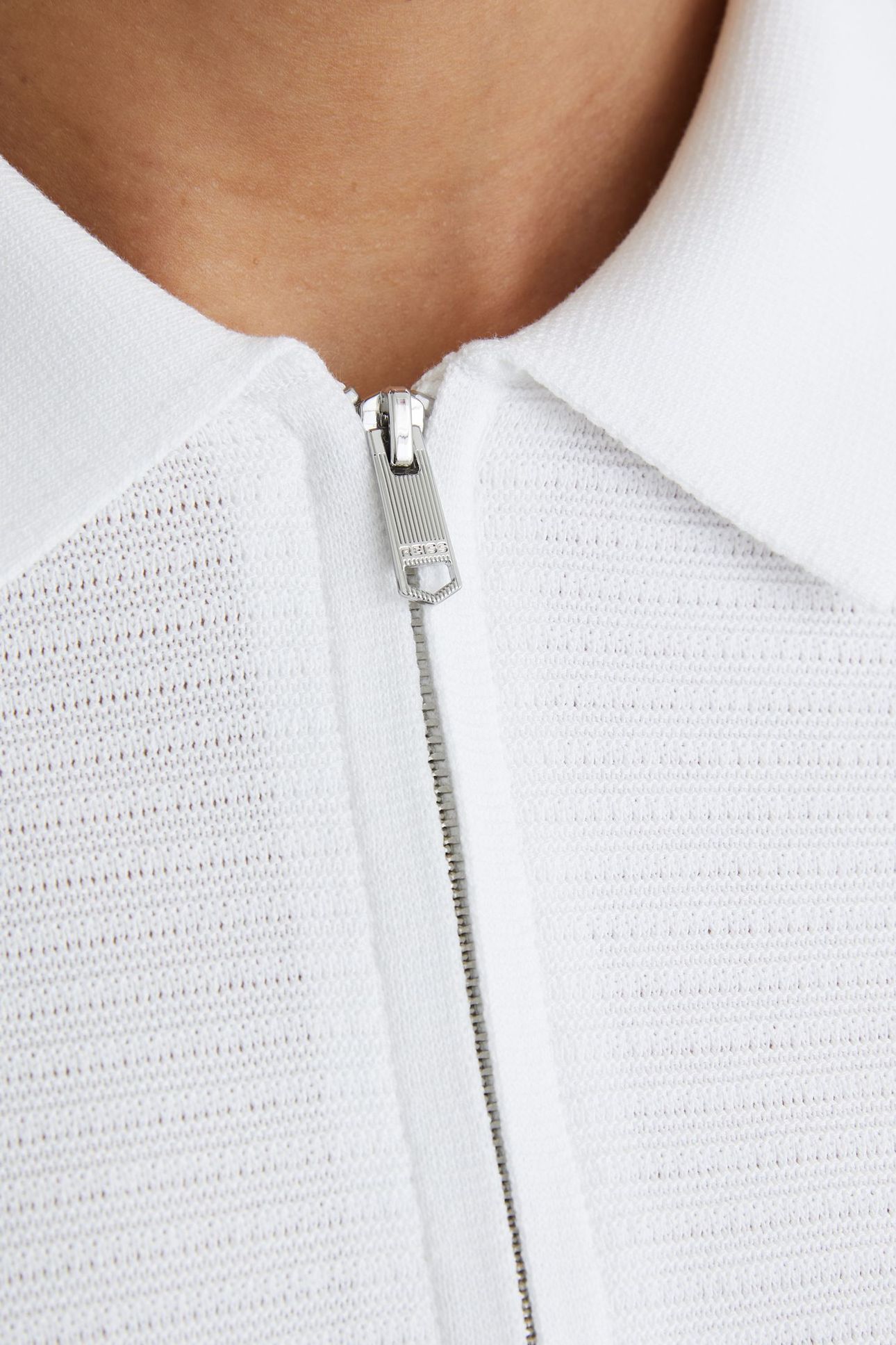 SS HALF ZIP TEXTURED POLO WHITE 5