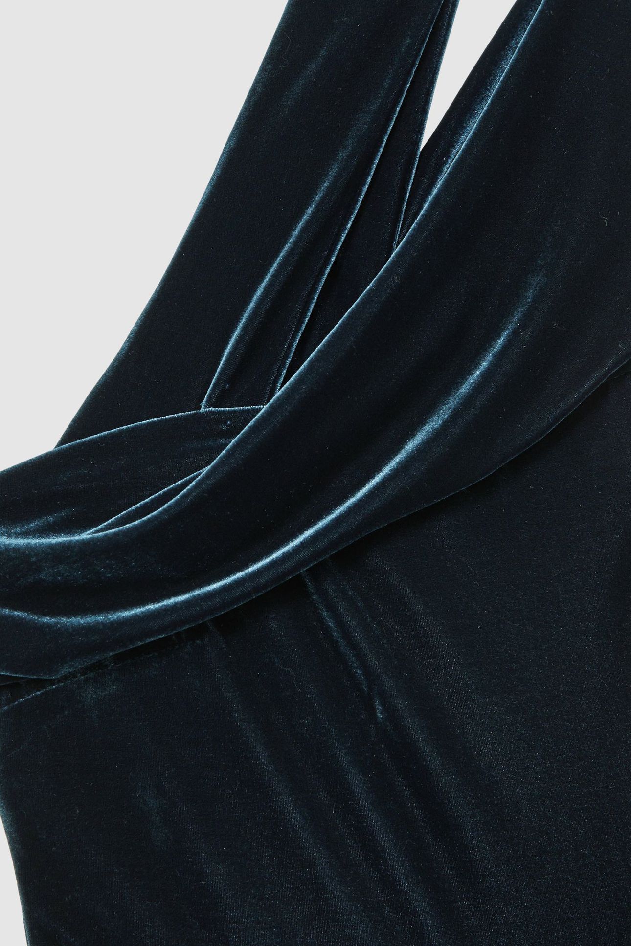 ONE SHOULDER VELVET JUMPSUIT TEAL GREEN 4