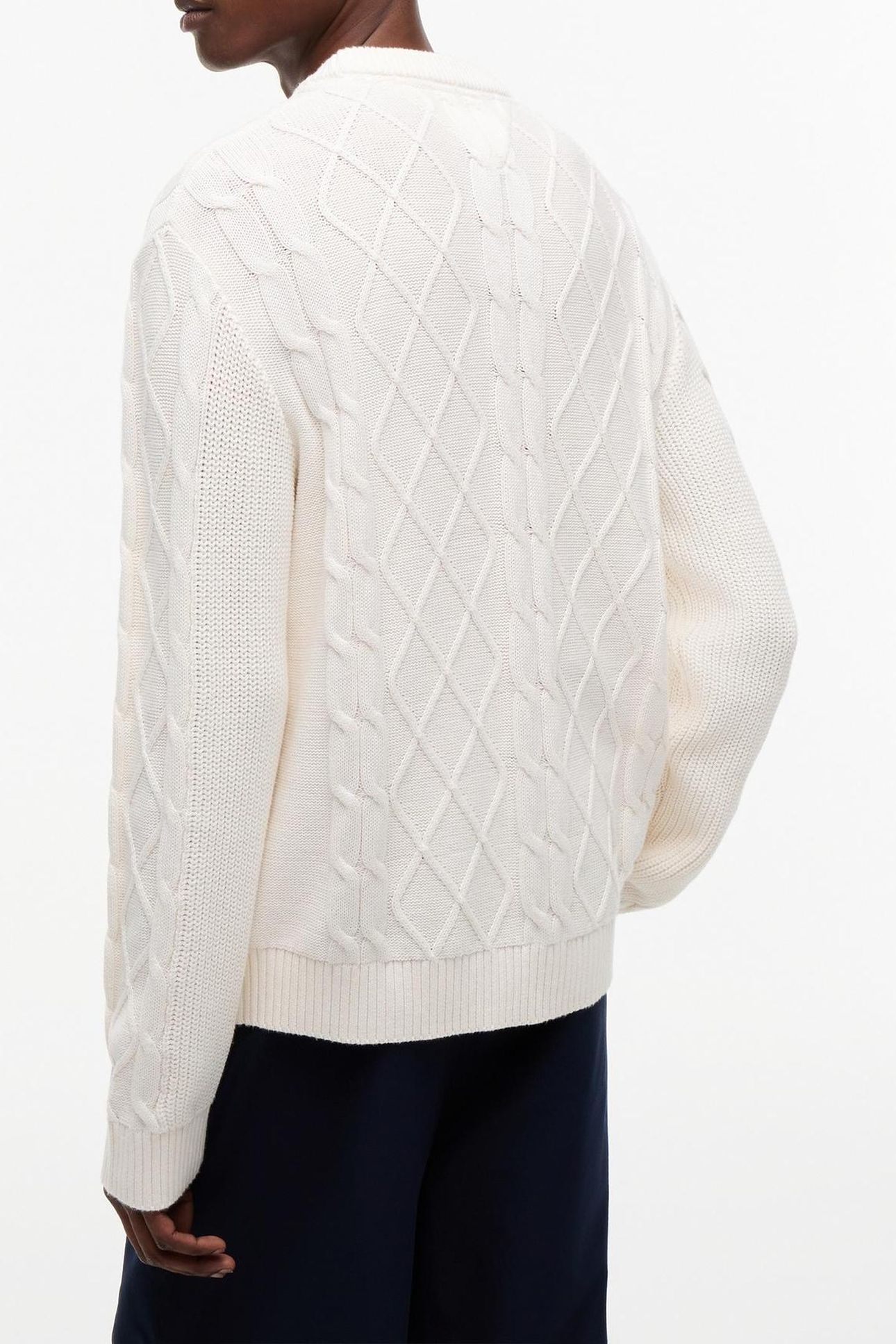 REGULAR CABLE KNIT SWEATER WHITE 2