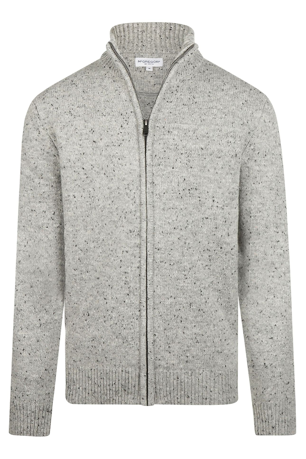 ZIP THRU FISHERMANS CARDIGAN MEDIUM GREY MELANGE 3