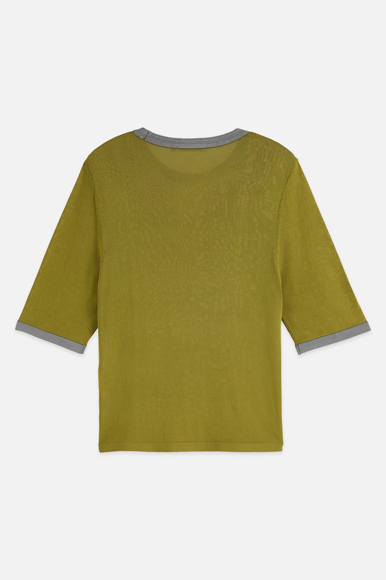 STRIPE TRIM SHORT SLEEVE PULLOVER GREEN MOSS 2