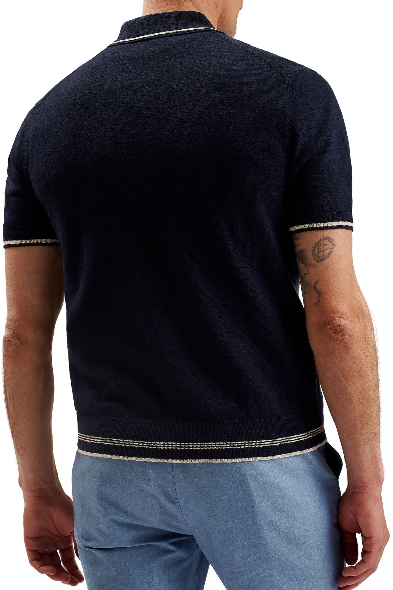 ROJOR SS ZIP THROUGH TEXTURED FRONT NAVY 2
