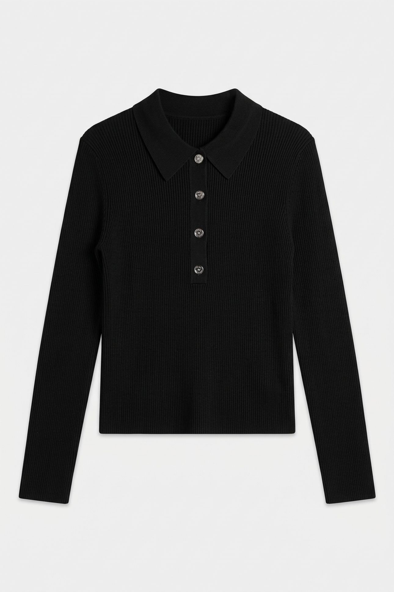 POLO NECK CLEAN LS TOP BLACK 3
