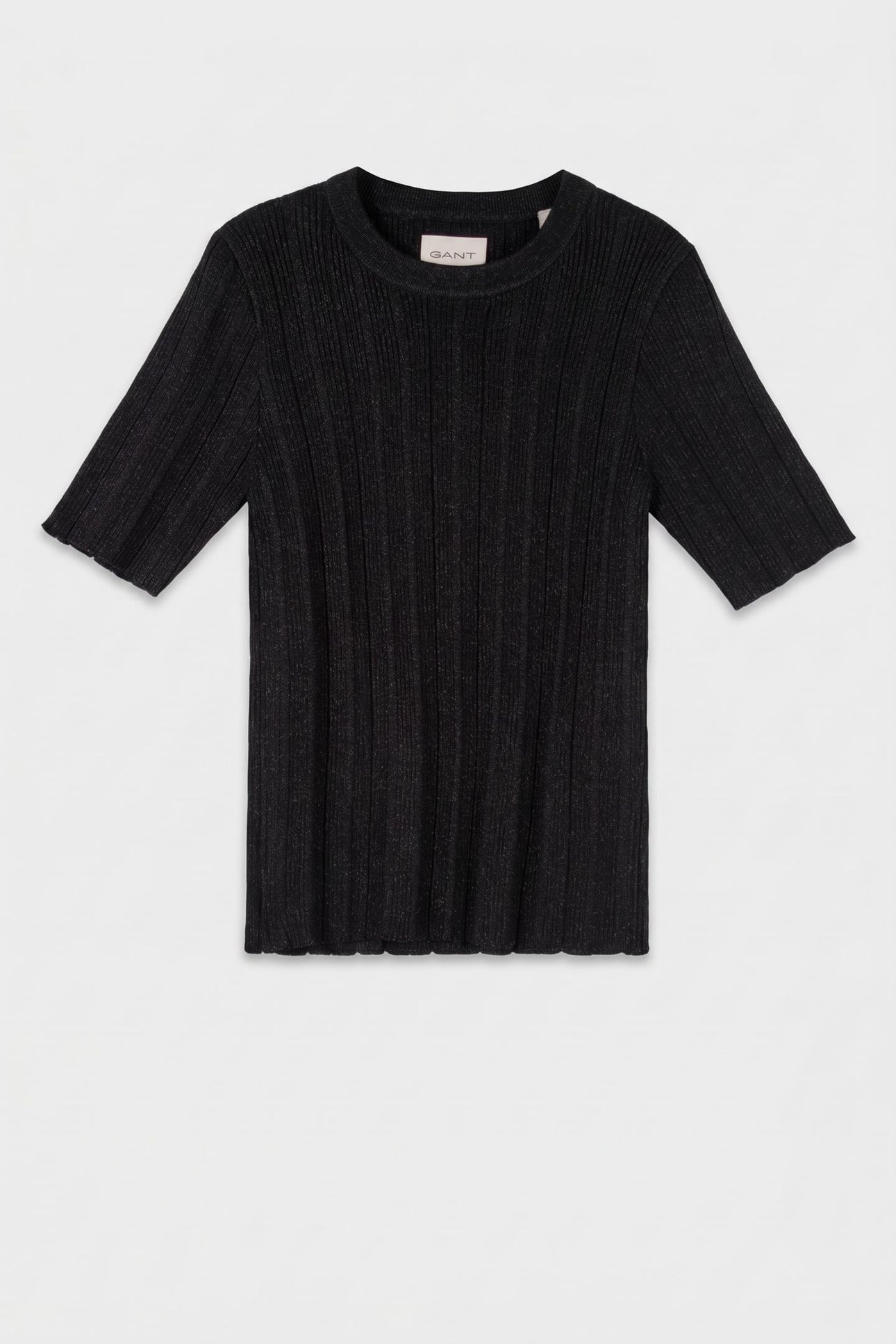 METALLIC RIBBED SS C-NECK BLACK 3