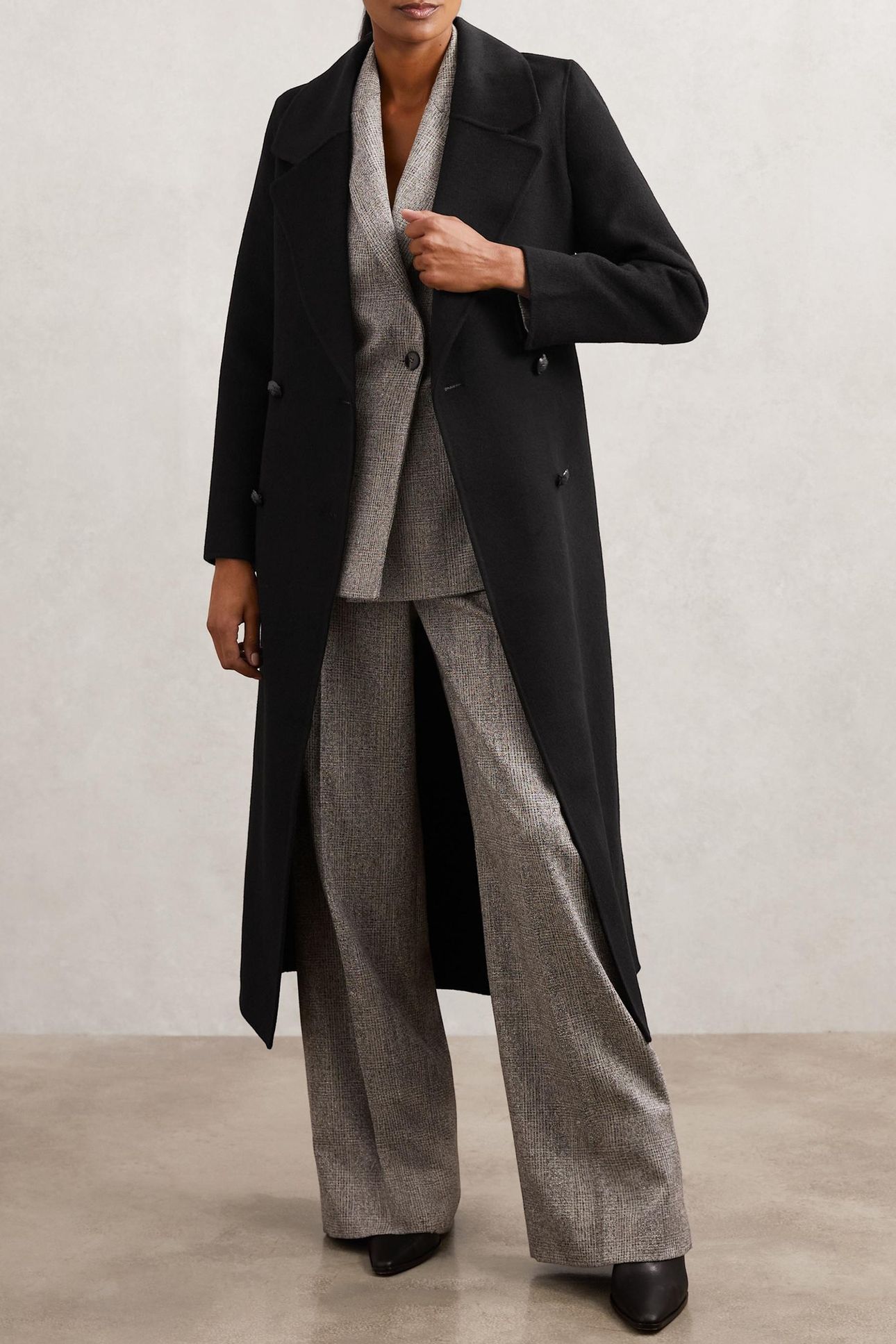 FAUX FUR COLLAR COAT BLACK 2