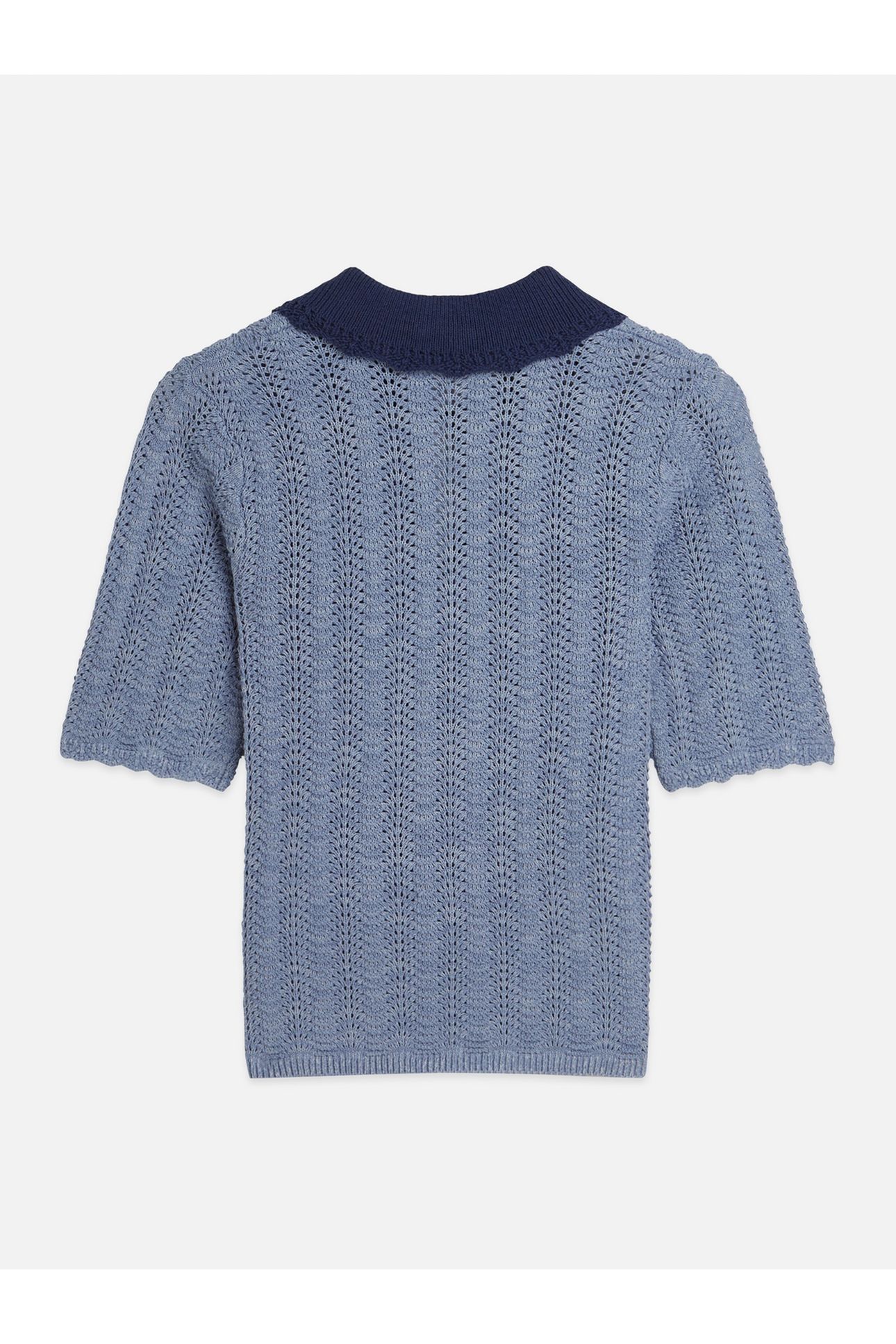 POINTELLE COLLARED KNITTED TEE INFINITY MELANGE 5