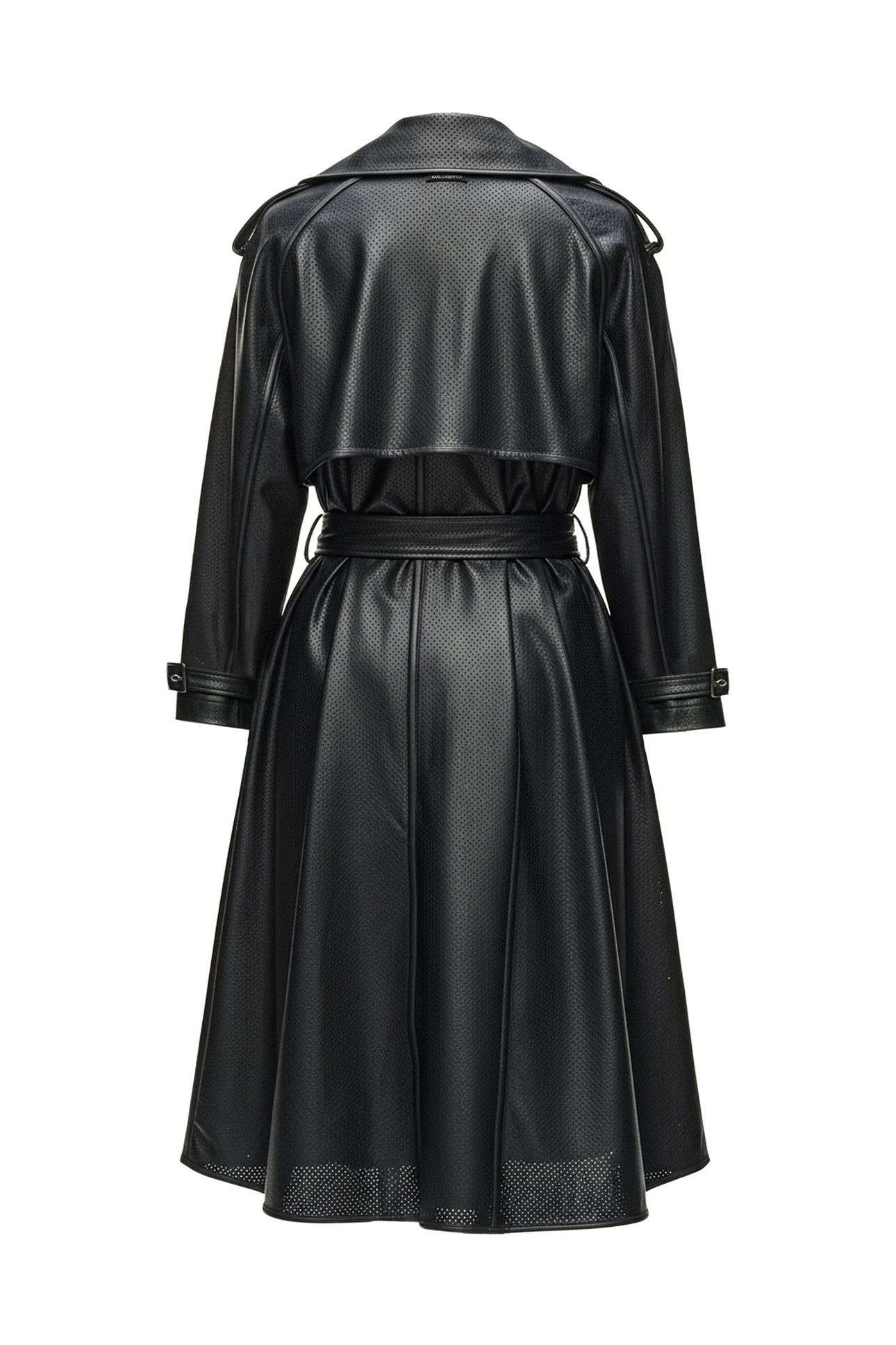 PERFORATED FAUX LEATHER TRENCH BLACK 7