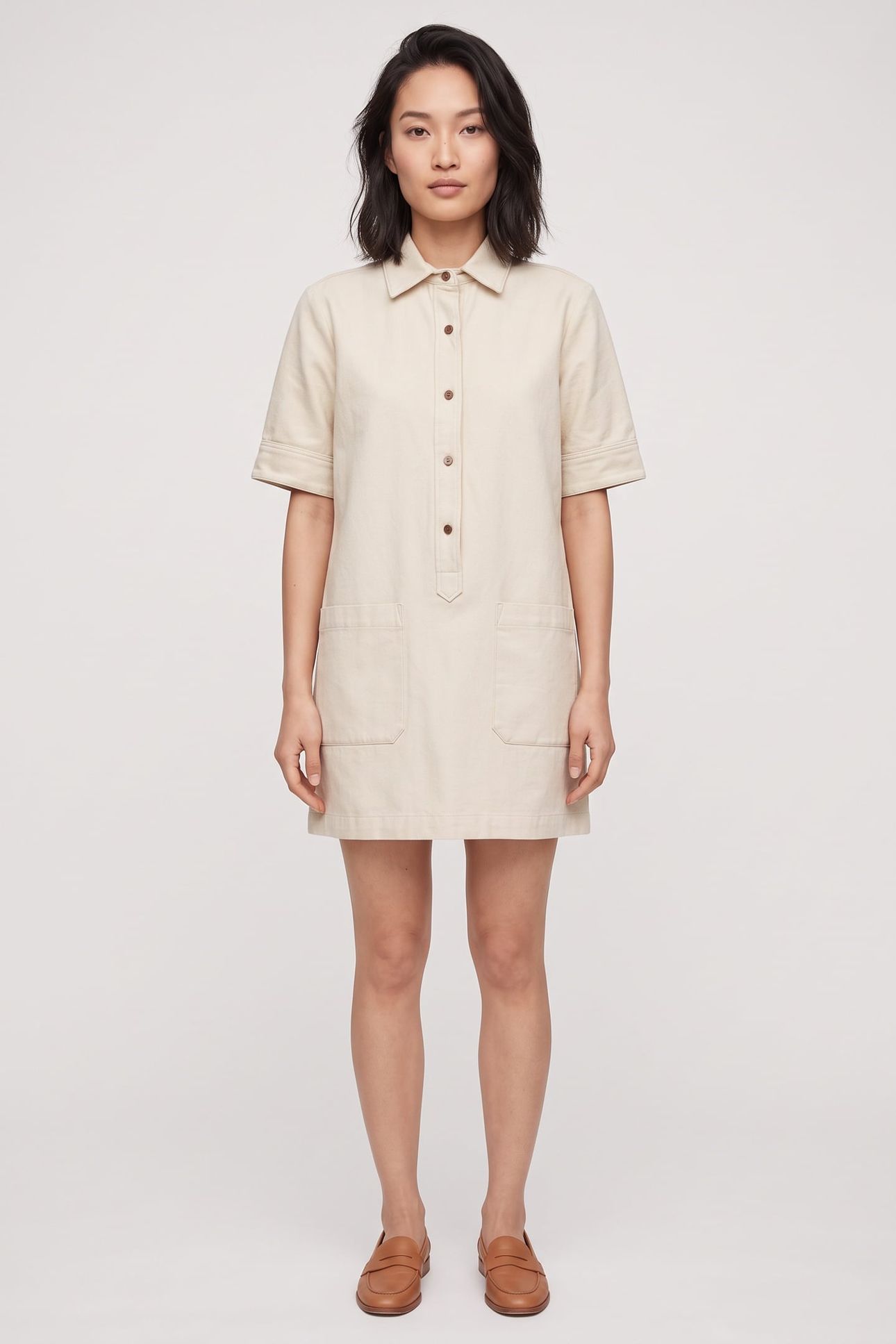 DRESS SHORT LONG SLEEVE ECRU 1