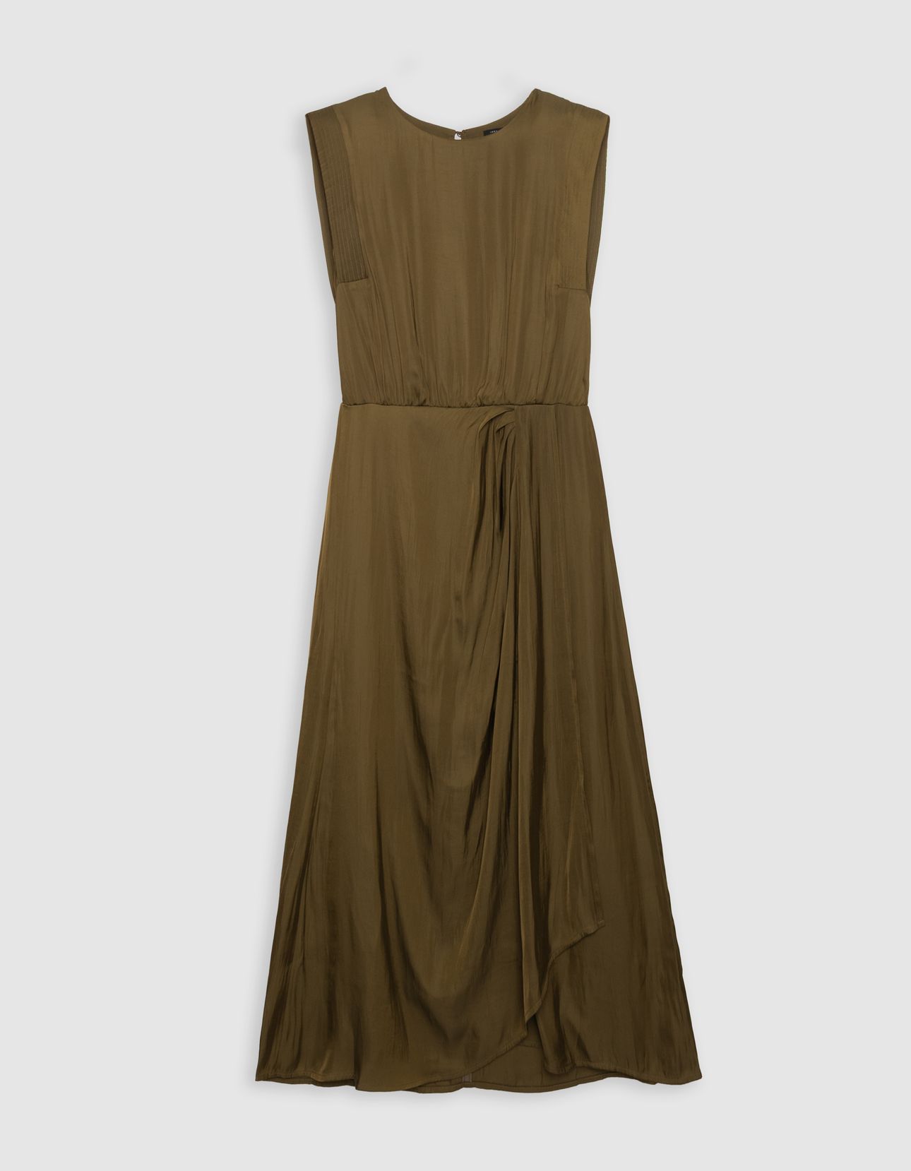 KHAKI RECYCLED POLYESTER FLOWING MIDI DRESS 3