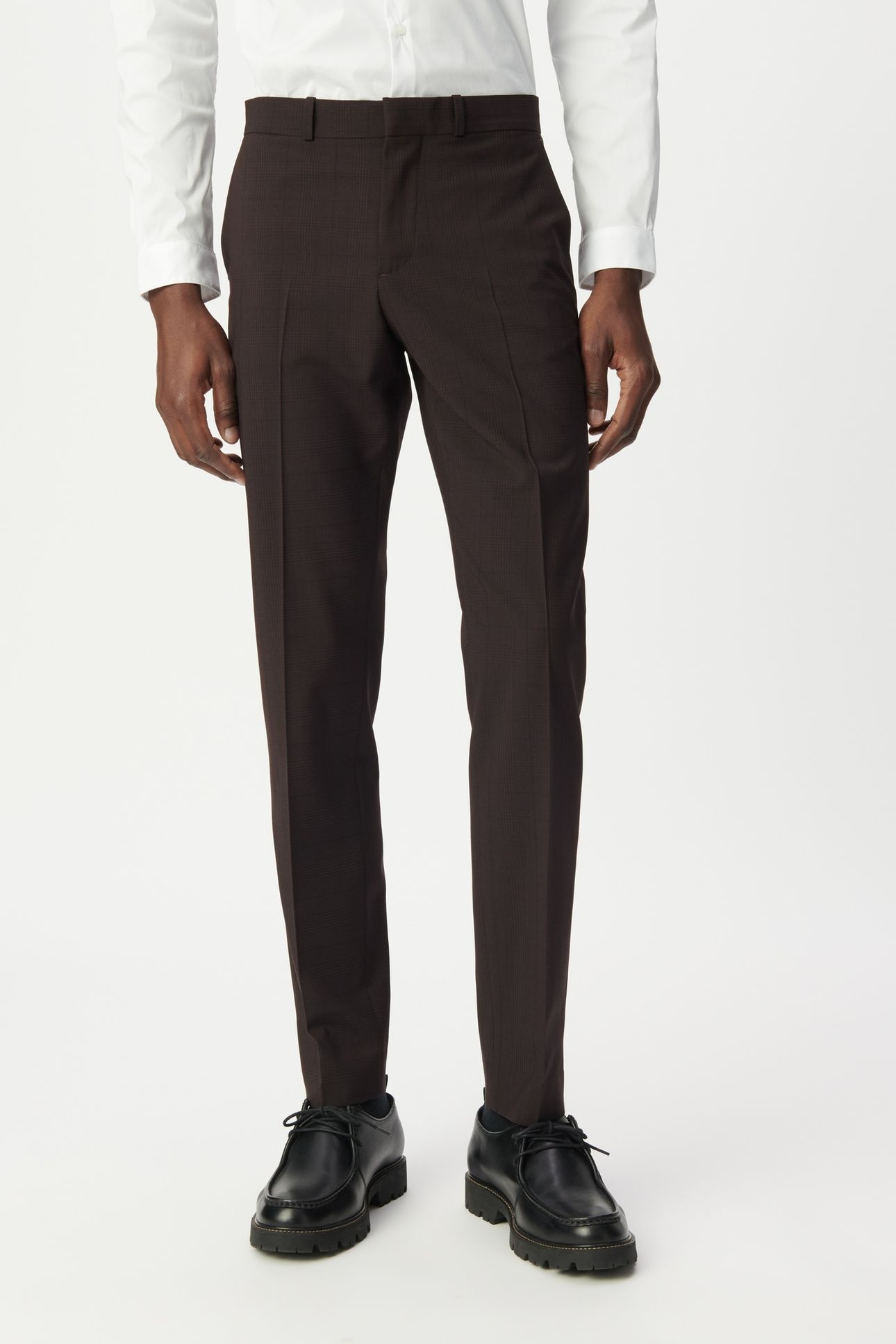 PLUM CHECK TRAVEL SUIT SUIT TROUSERS 1