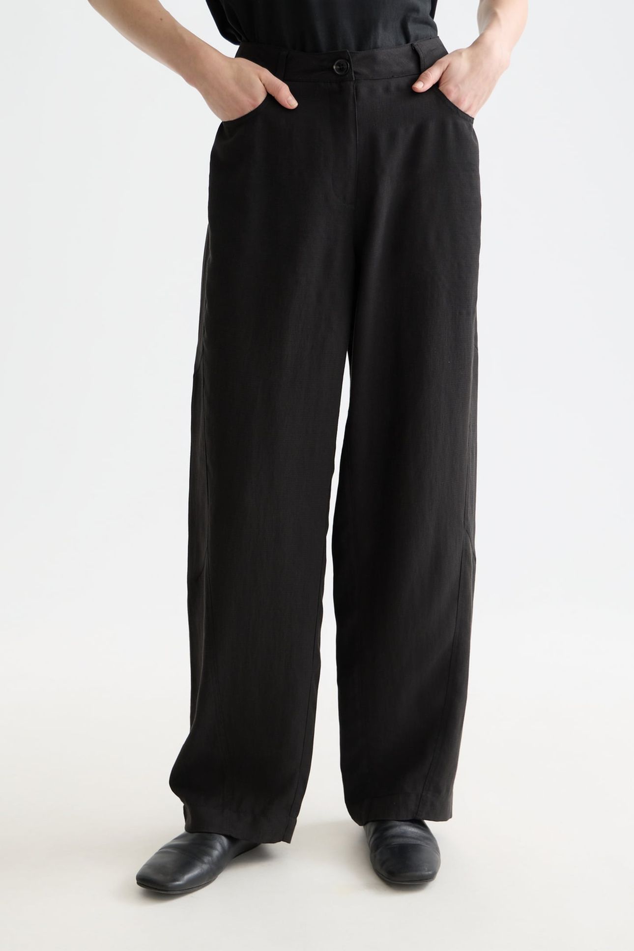 LOTUS - HIGH RISE BARREL LEG TWILL PANTS METEORITE 1