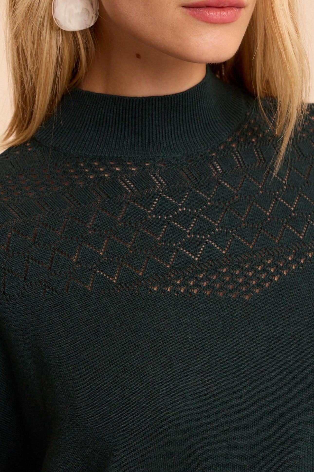 GREEN FINE OPENWORK STITCH KNIT CAPE SWEATER CECILE 6