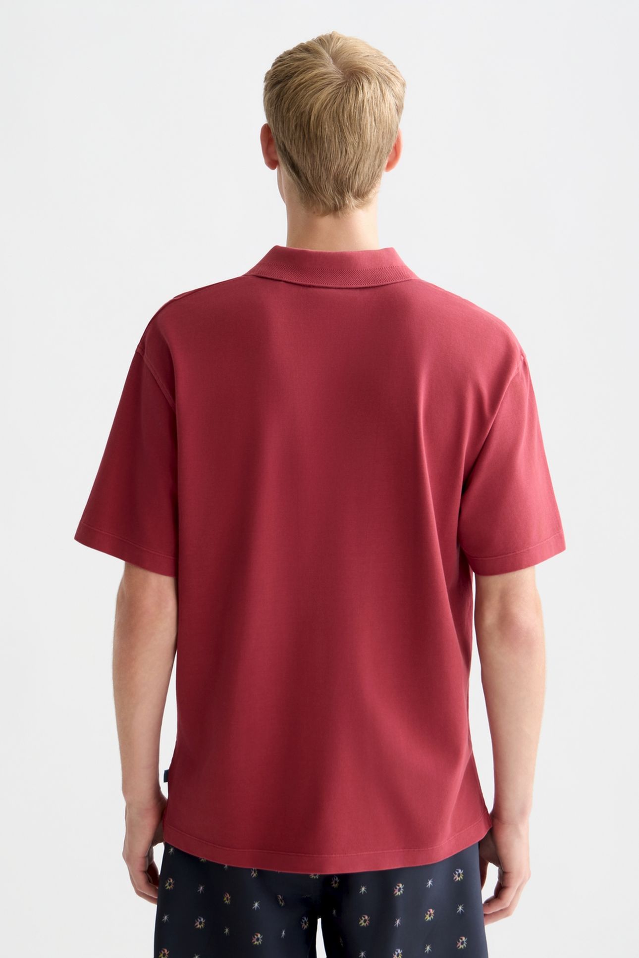 3 CROSSES PIQUE RELAXEDFIT GARMENTDYED POLO RED 2