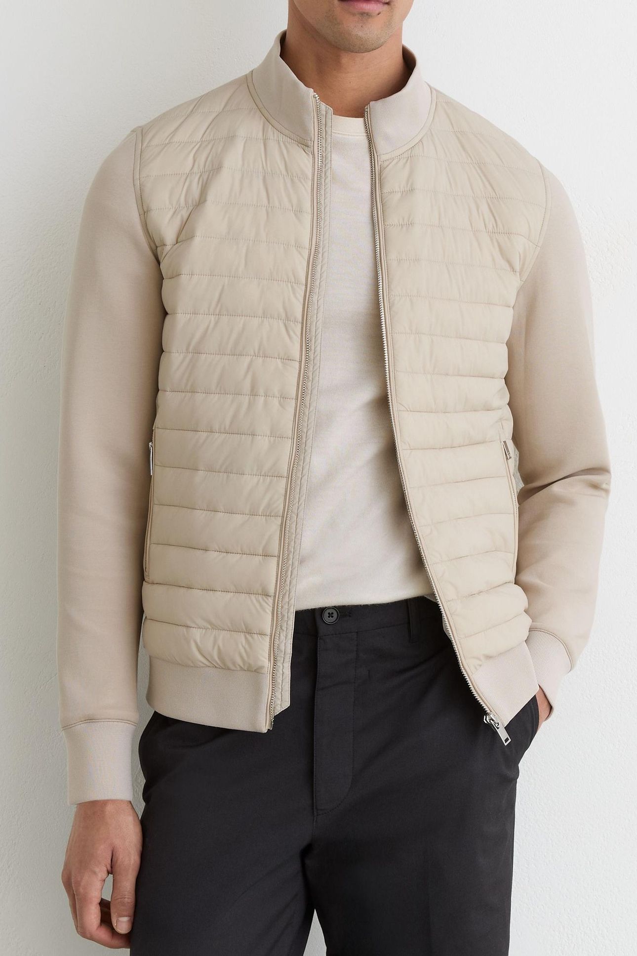 LS QUILTED HYBRID JACKET LIGHT STONE 1