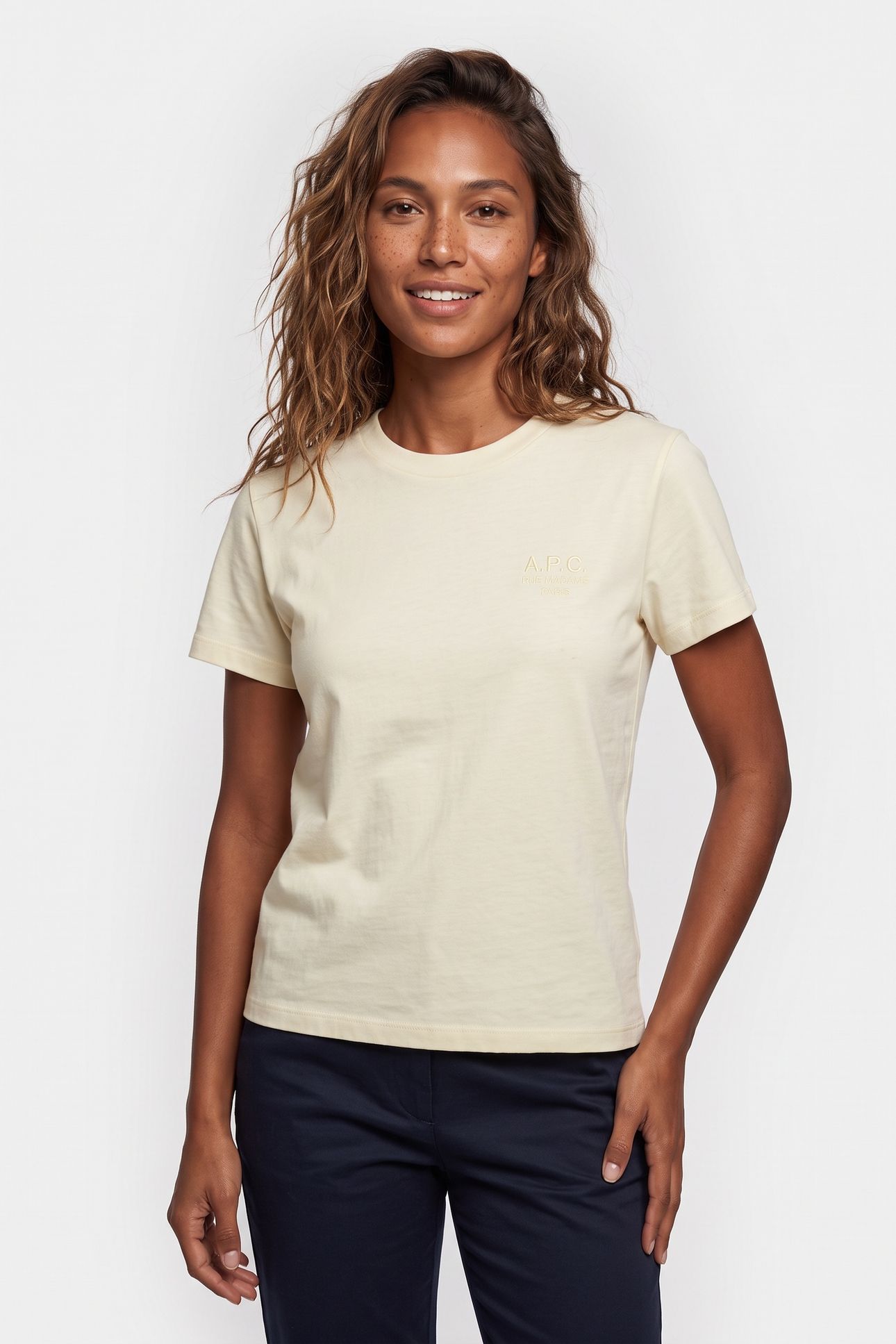 T-SHIRT BOXY RUE MADAME WASHED INDIGO/ECRU 2