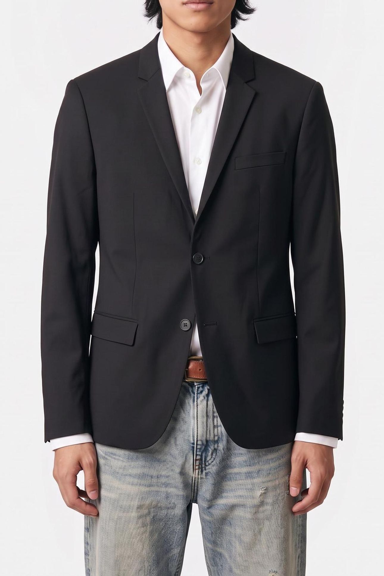 TRAVEL GABARDINE SLIM BLAZER BLACK 1