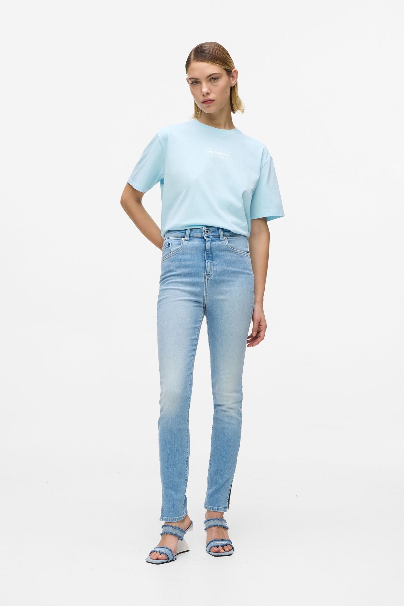 KLJ HR SKINNY W/ SPLIT BRIGHT BLUE 1