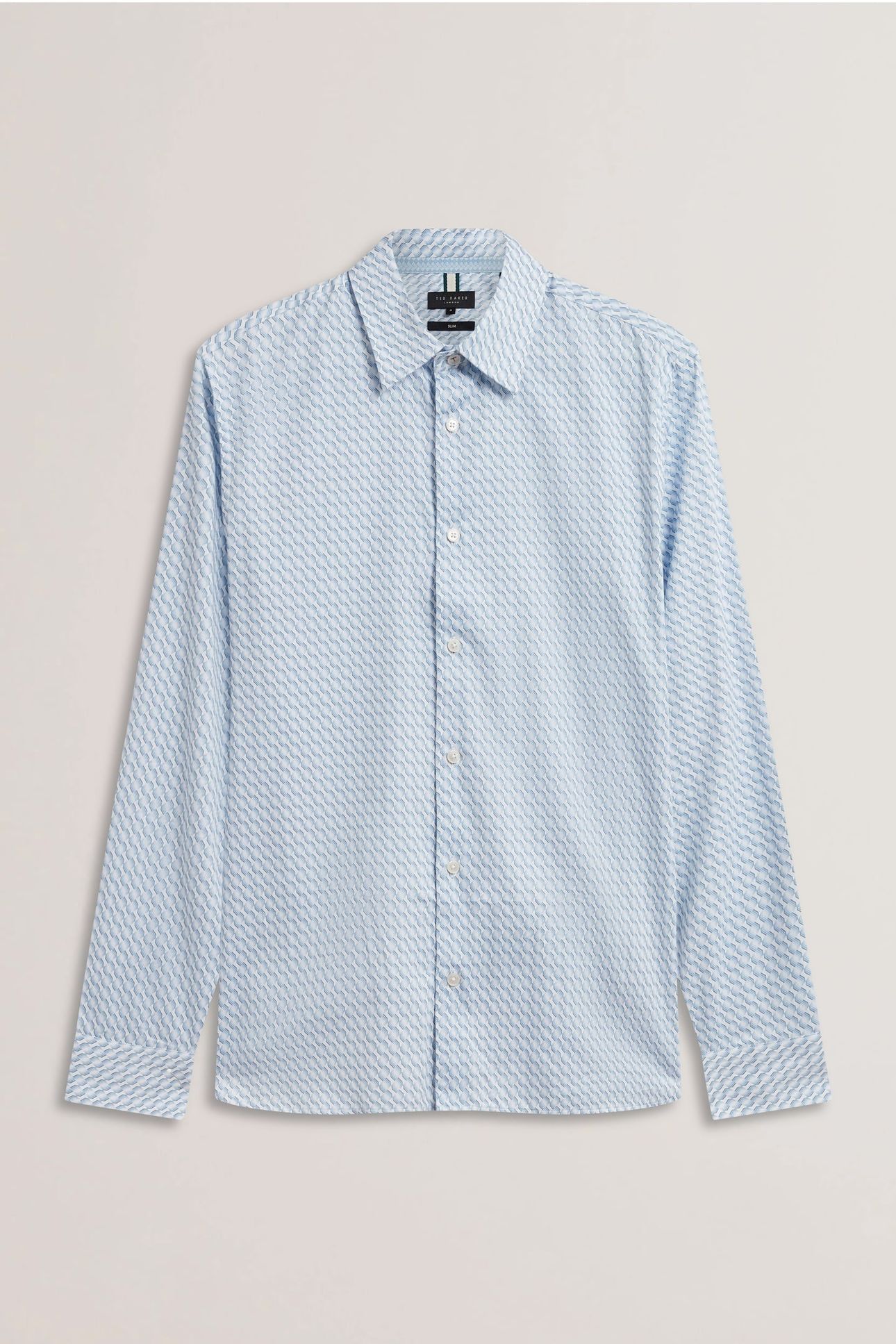 REMFORD LS SLIM STRIPE GEO PRINT SHIRT BLUE 3