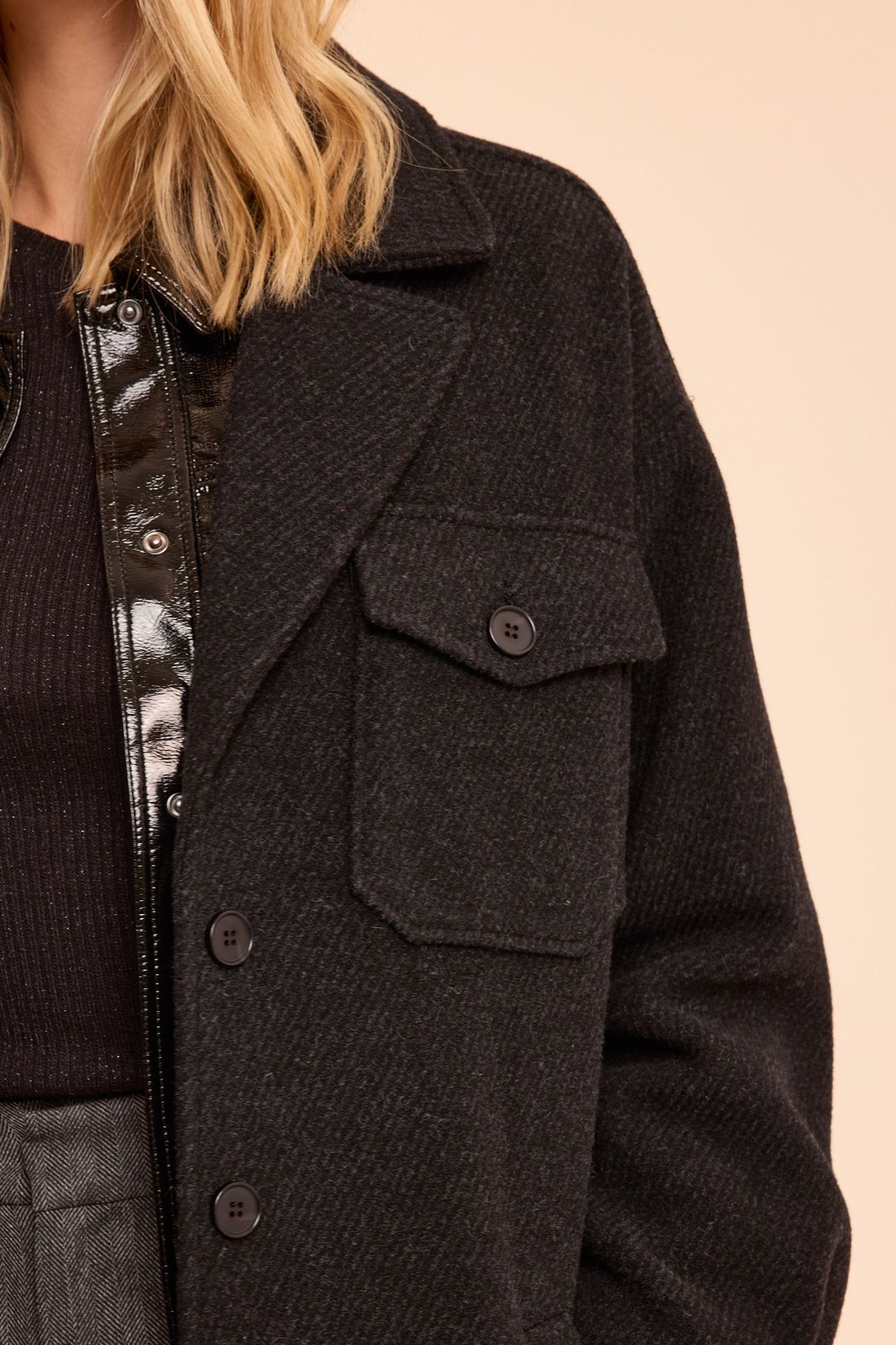 GREY OVERSHIRT-STYLE LONG COAT 6