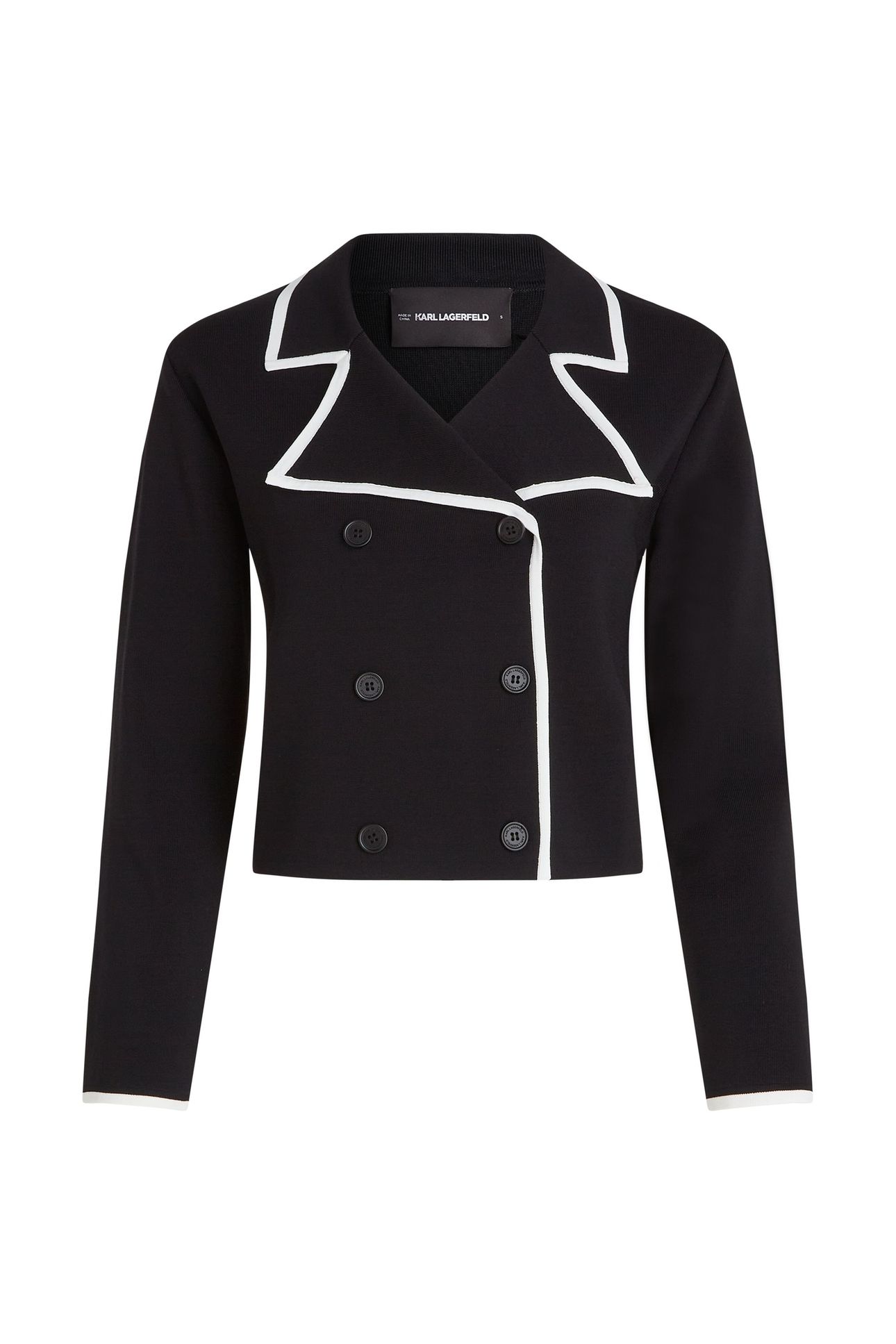 CONTRAST KNIT CARDIGAN BLACK/WHITE 4
