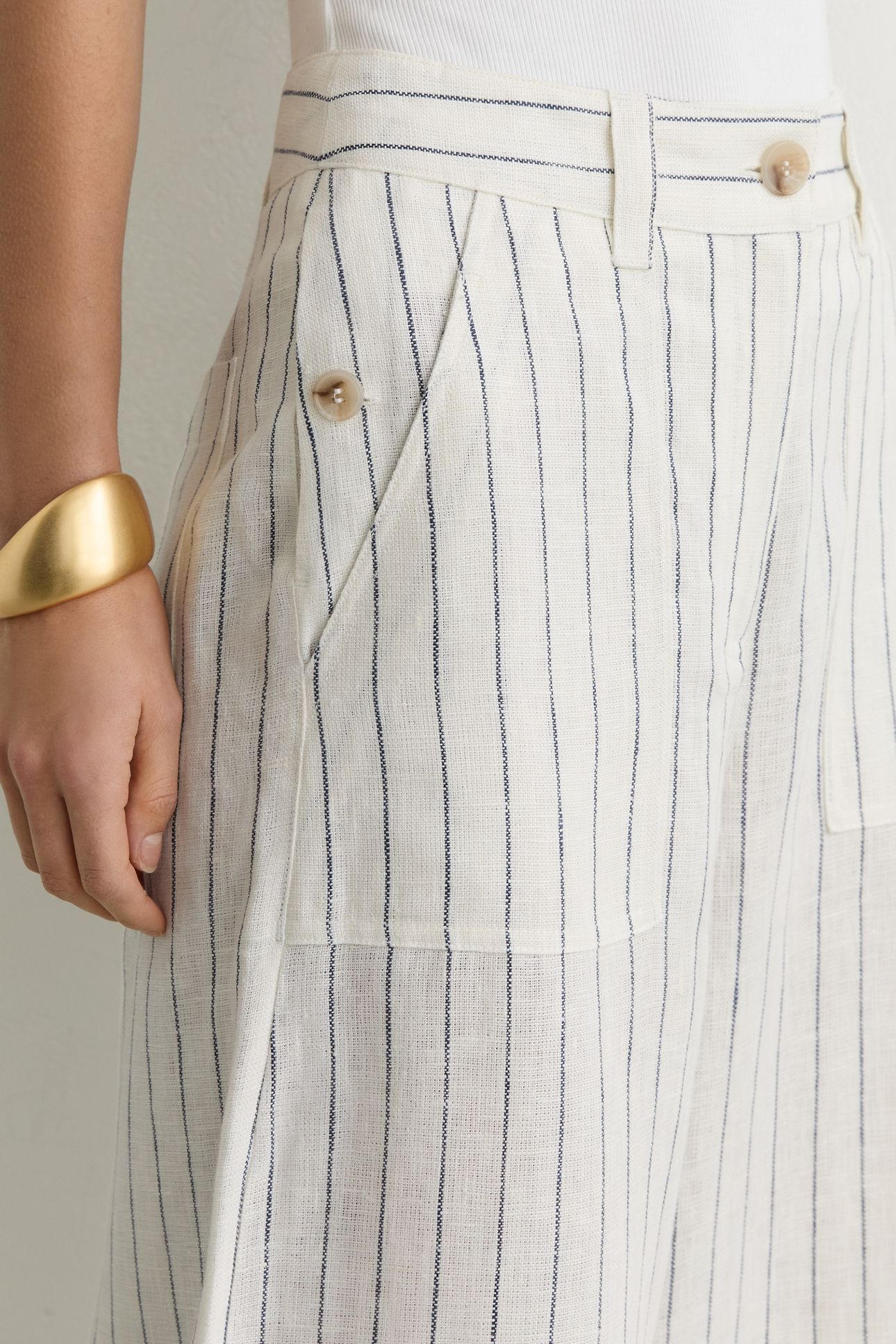 WIDE LEG STRIPE LINEN TROUSER WHITE/NAVY 7