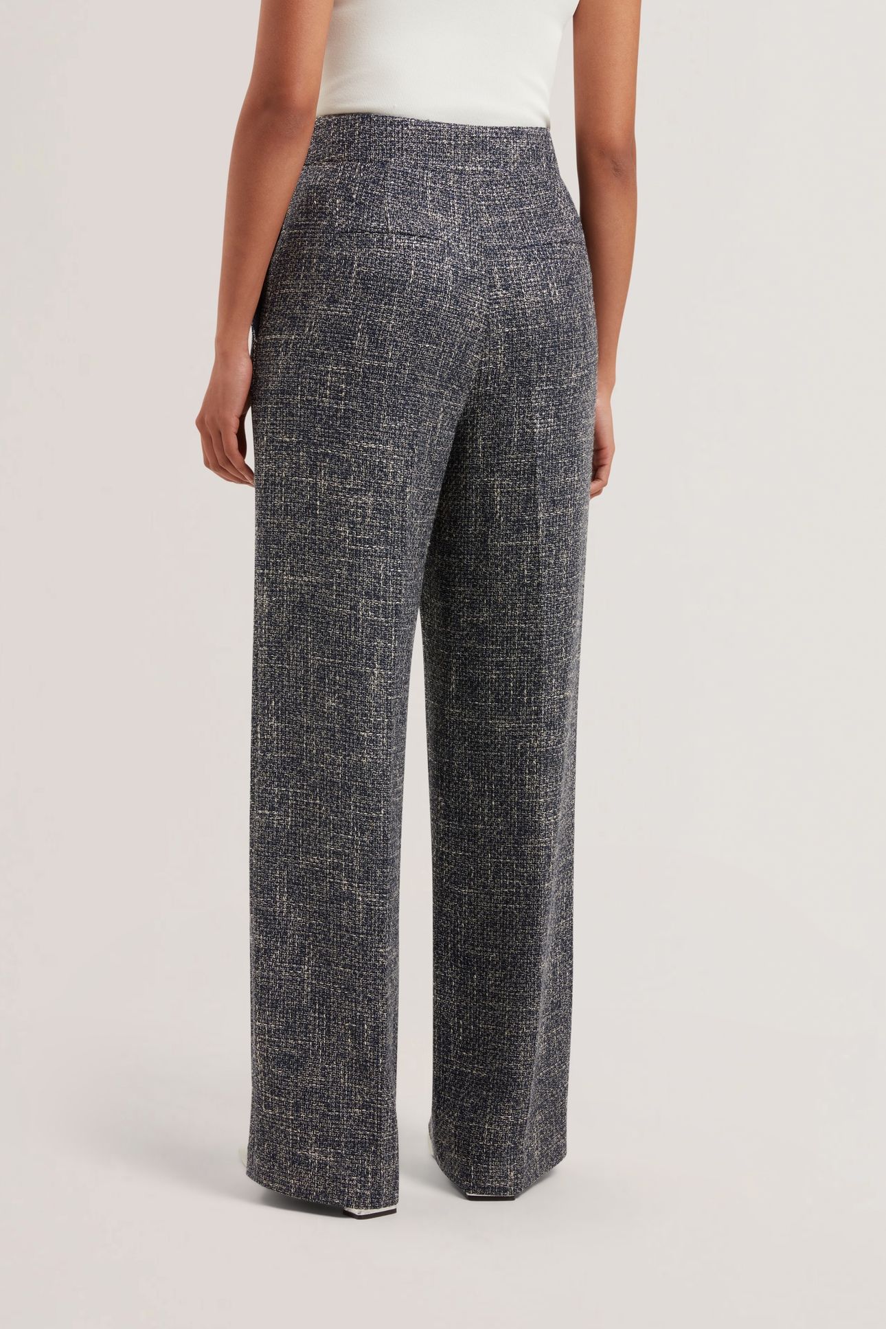 ABIESH BOUCLE TAILORED WIDE LEG TROUSERS NAVY 2