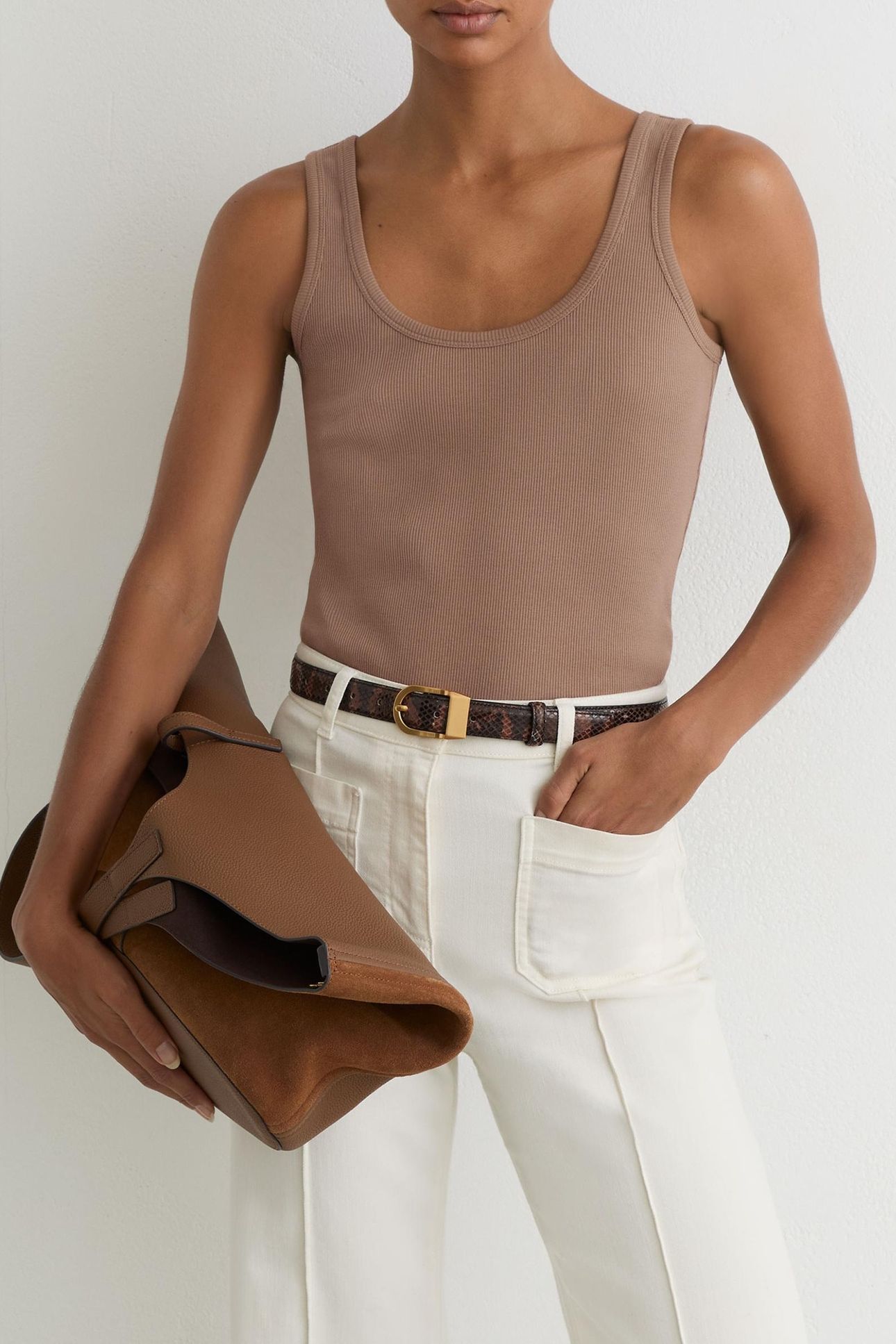 SCOOP NECK RIB VEST TAUPE NEUTRAL 1