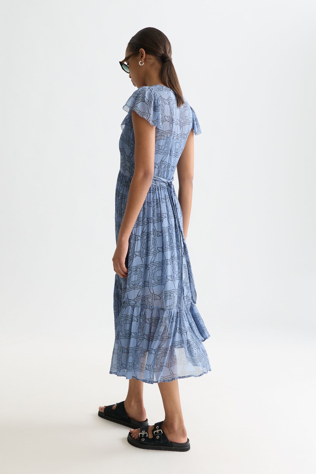 PRINTED CHIFFON MIDI DAY DRESS HORSESHOES INFINITY 6