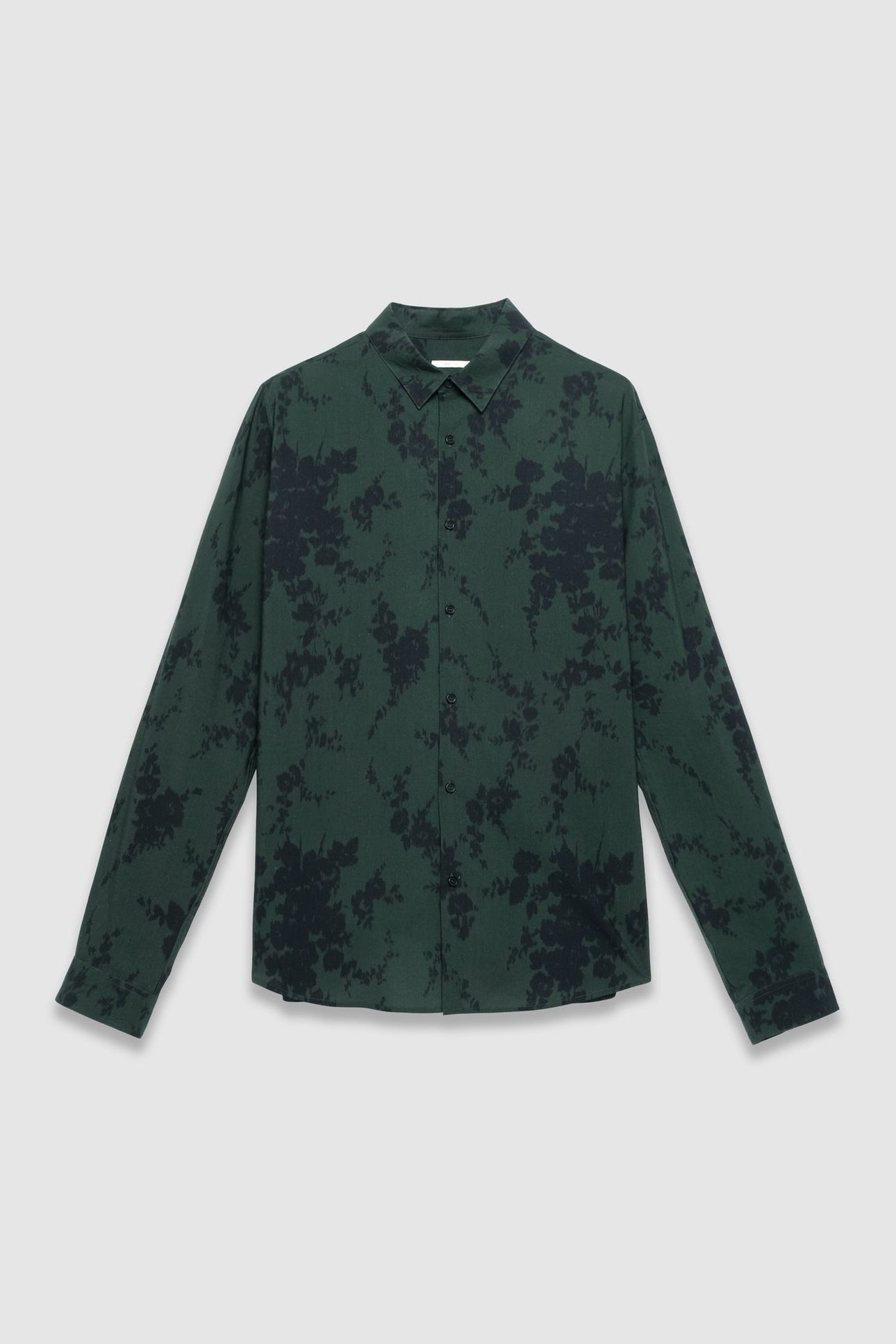 GREEN BLURRED FLORAL SLIM LONG-SLEEVED SHIRT 4