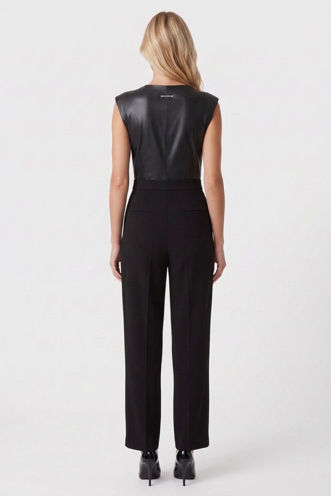 FAUX LEATHER ZIP JUMPSUIT BLACK 4