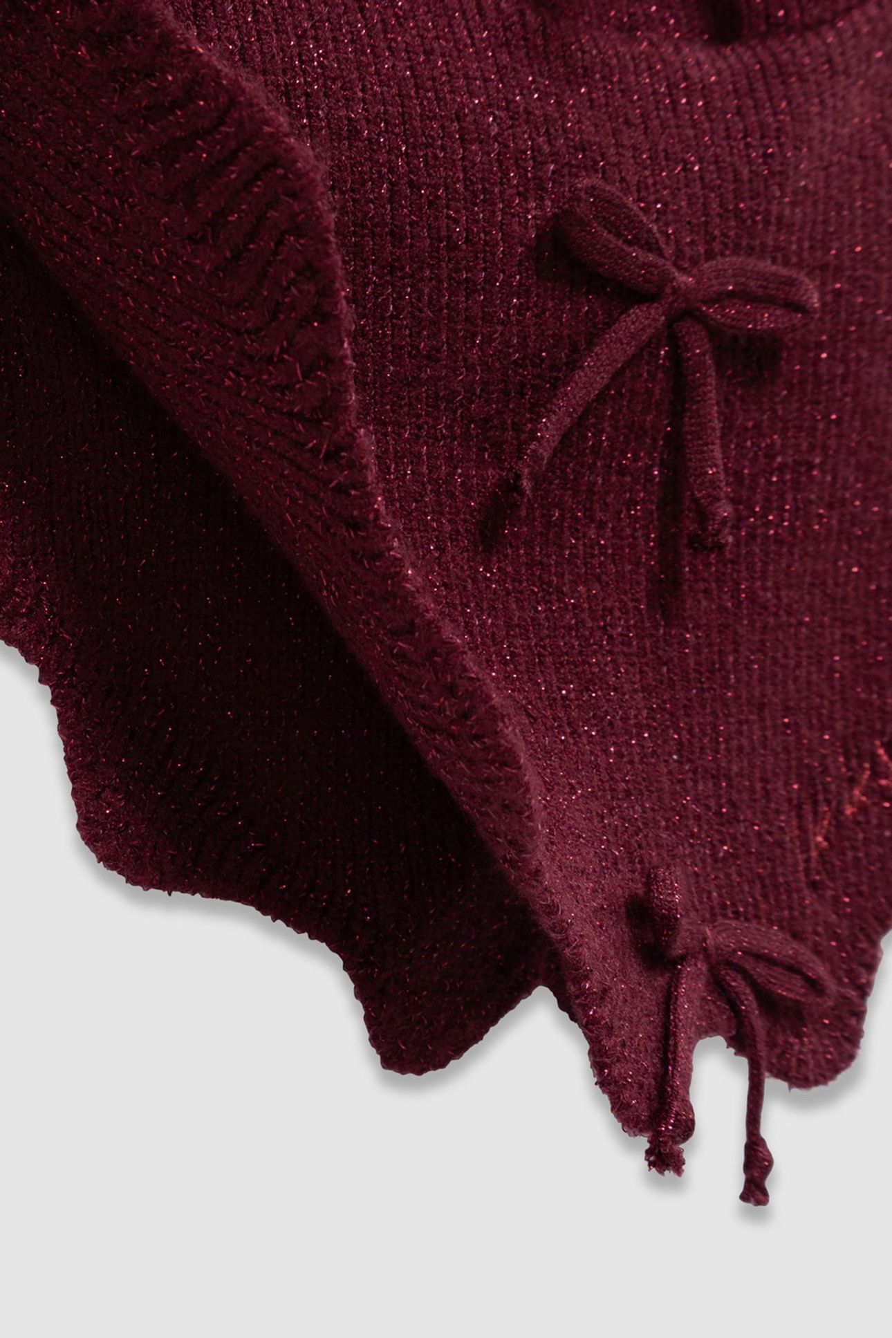 GIRLS’ PINK GLITTERY KNIT COWL WITH BOW DECOR 7