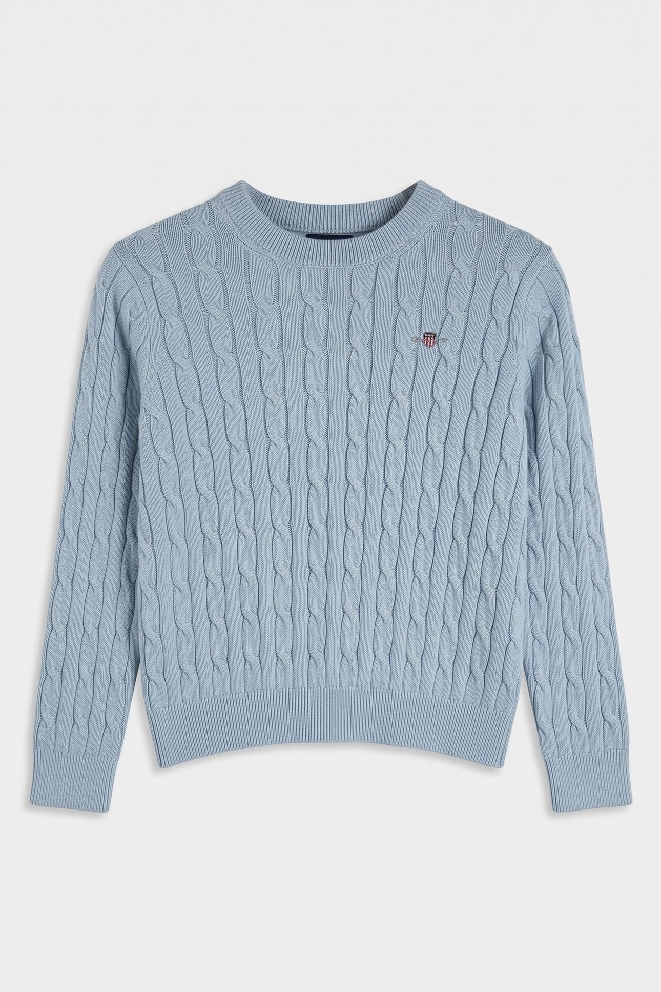 KIDS UNISEX COTTON CABLE SHIELD CREW CALMING BLUE 2