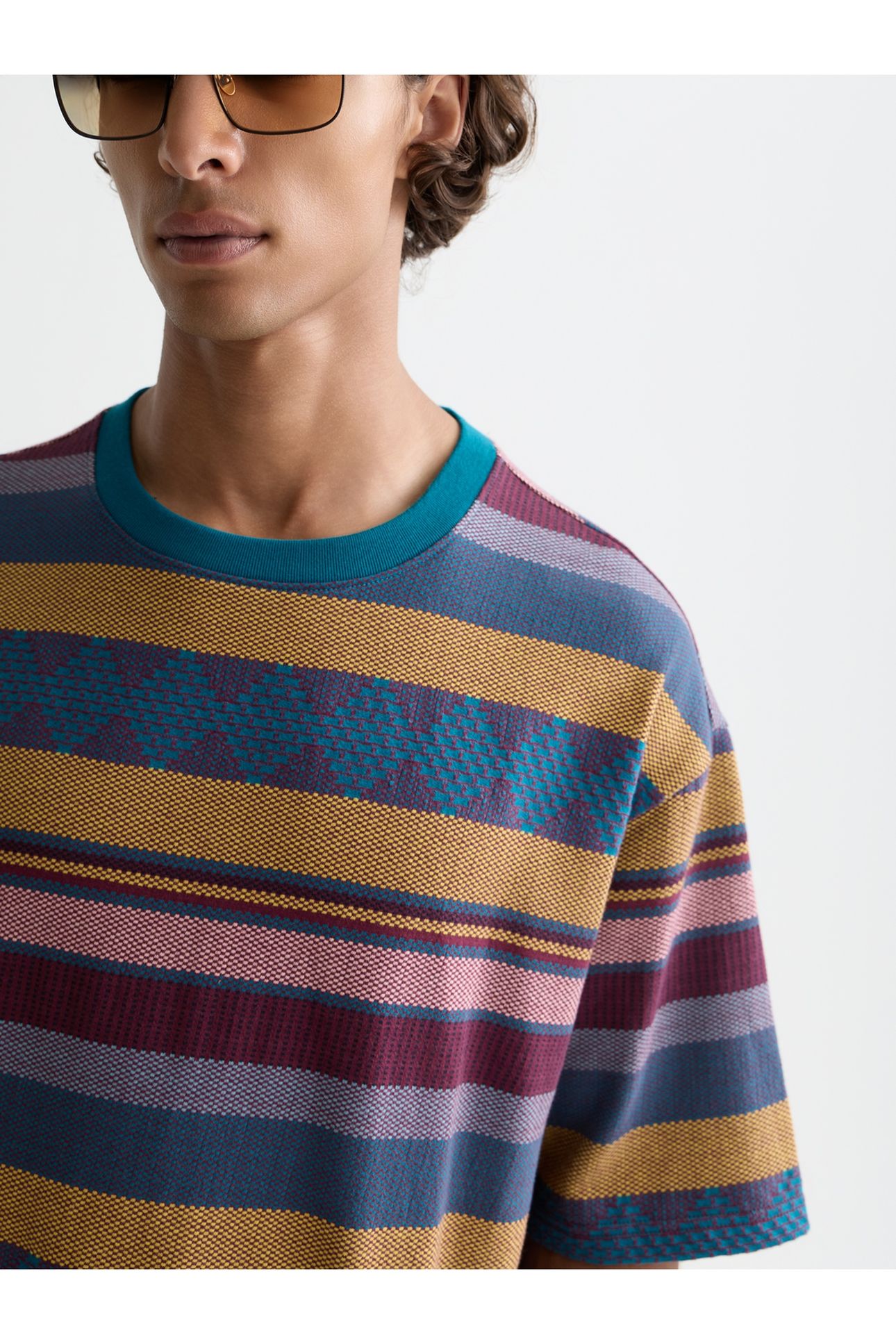 JACQUARD-KNITTED LOOSE-FIT T-SHIRT MEDIUM BROWN 6
