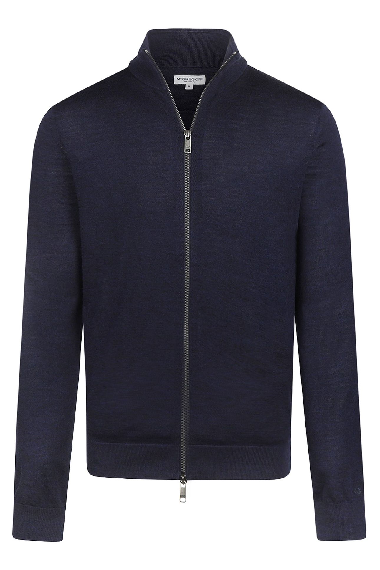 FINE MERINO ZIP THRU CARDIGAN NAVY 1