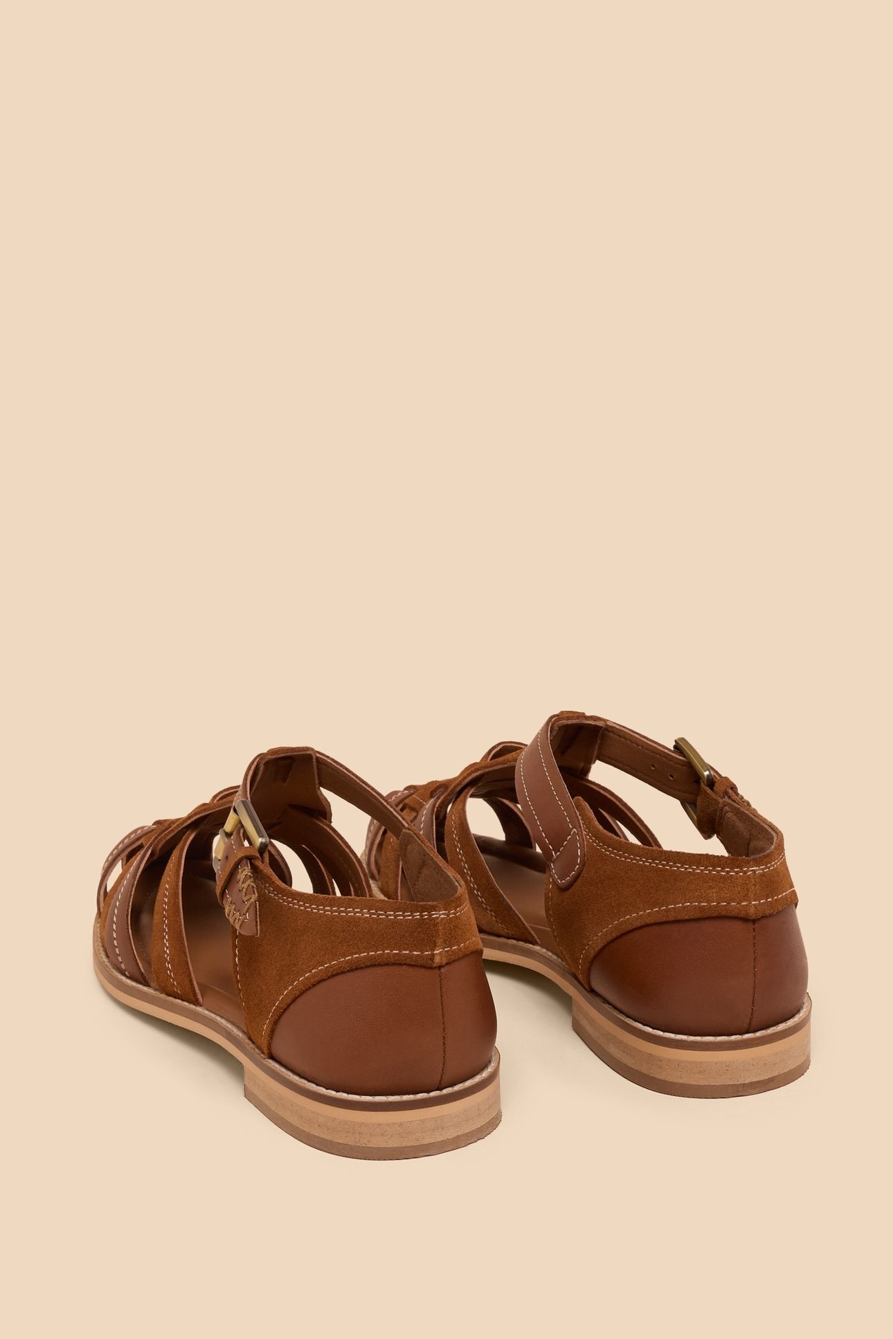 FLORAL LEATHER FISHERMAN SHOE MID TAN 7