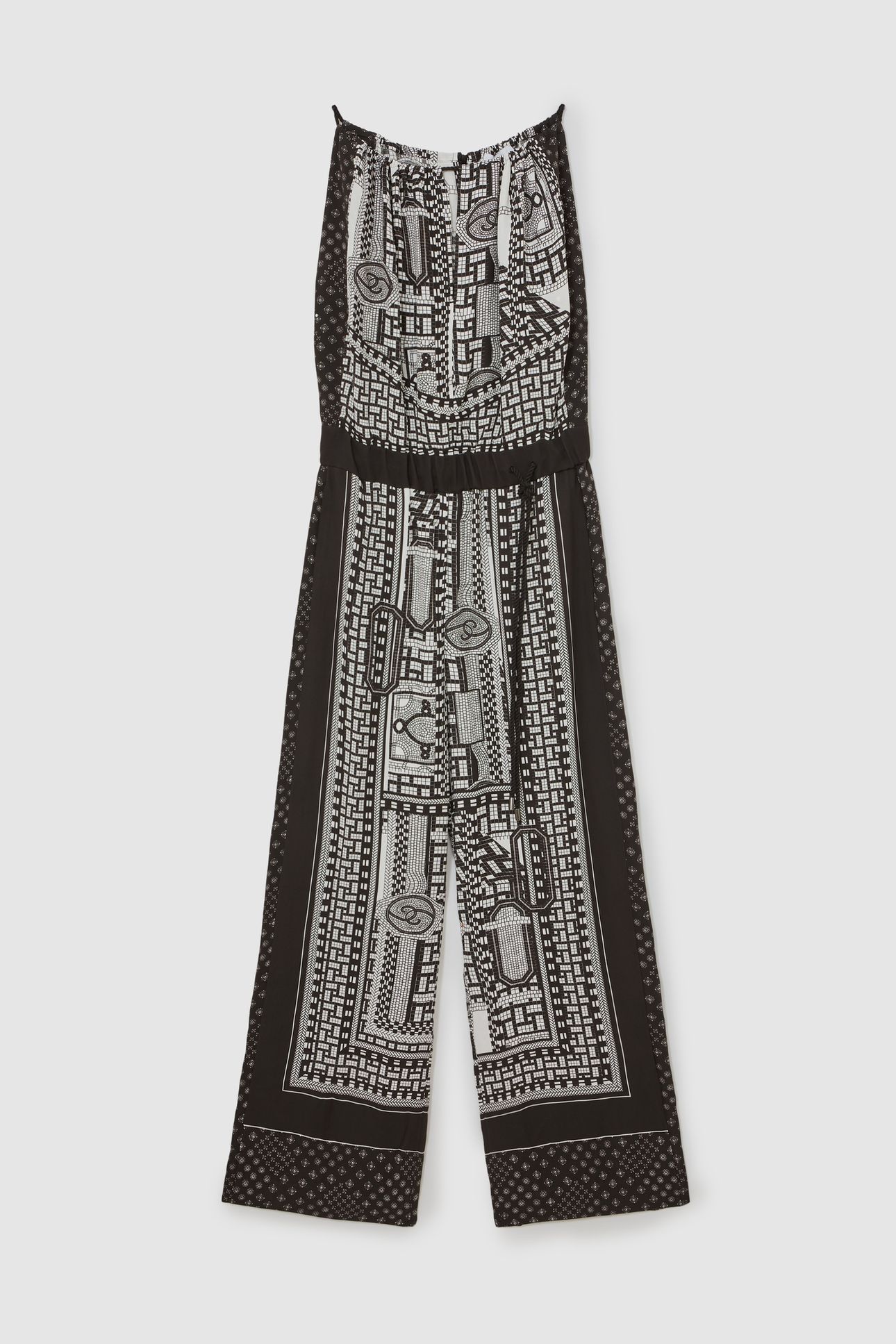 SCARF PRINT JUMPSUIT BLACK/IVORY 4