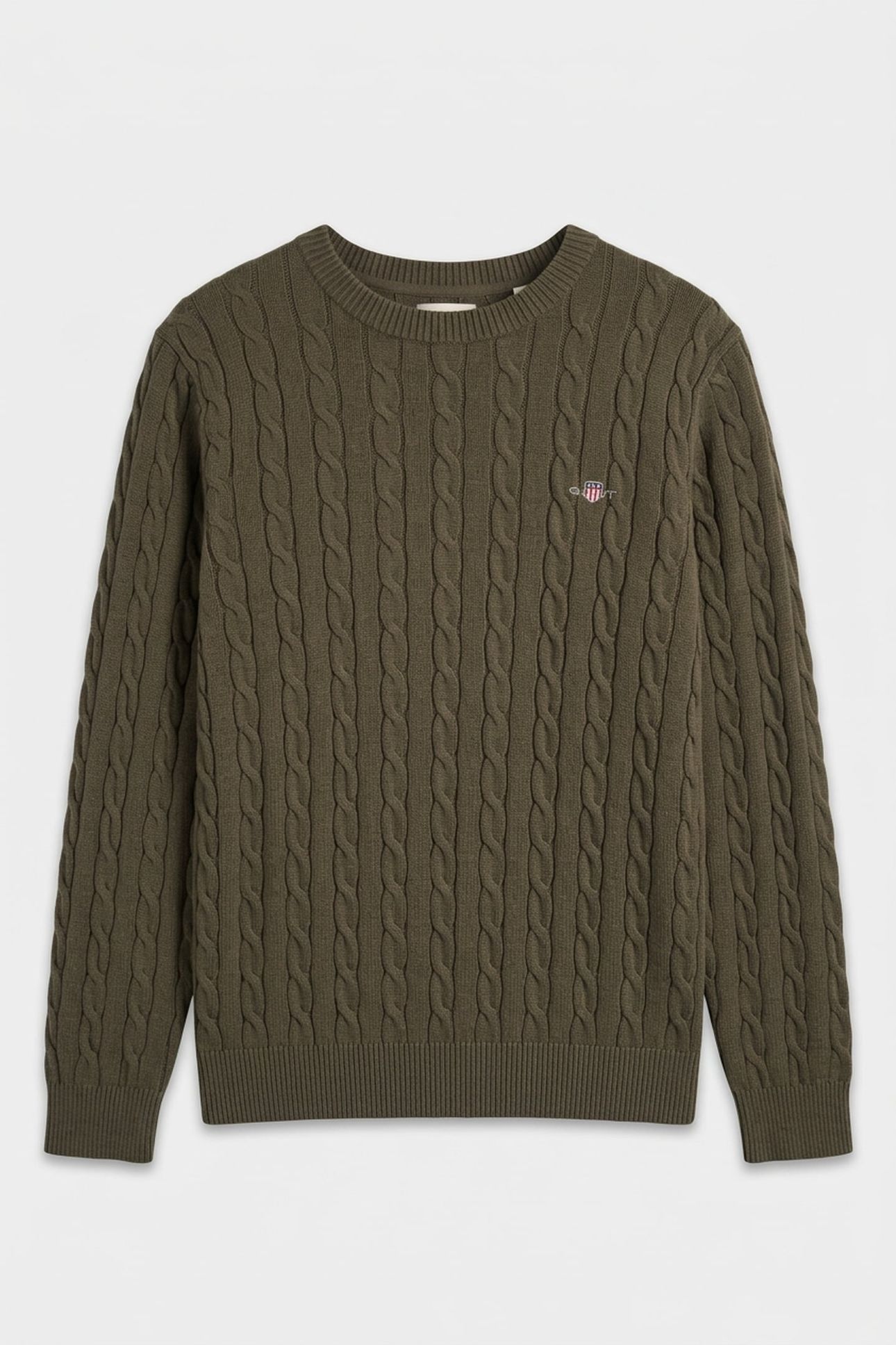 CLASSIC CABLE KNIT SWEATER KHAKI GREEN MEL 4