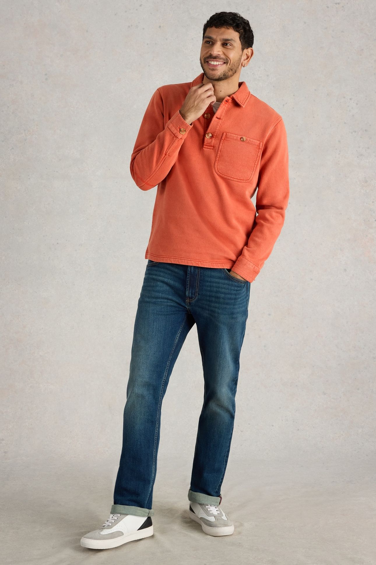BRAMPTON COLLARED SWEAT DK ORANGE 2