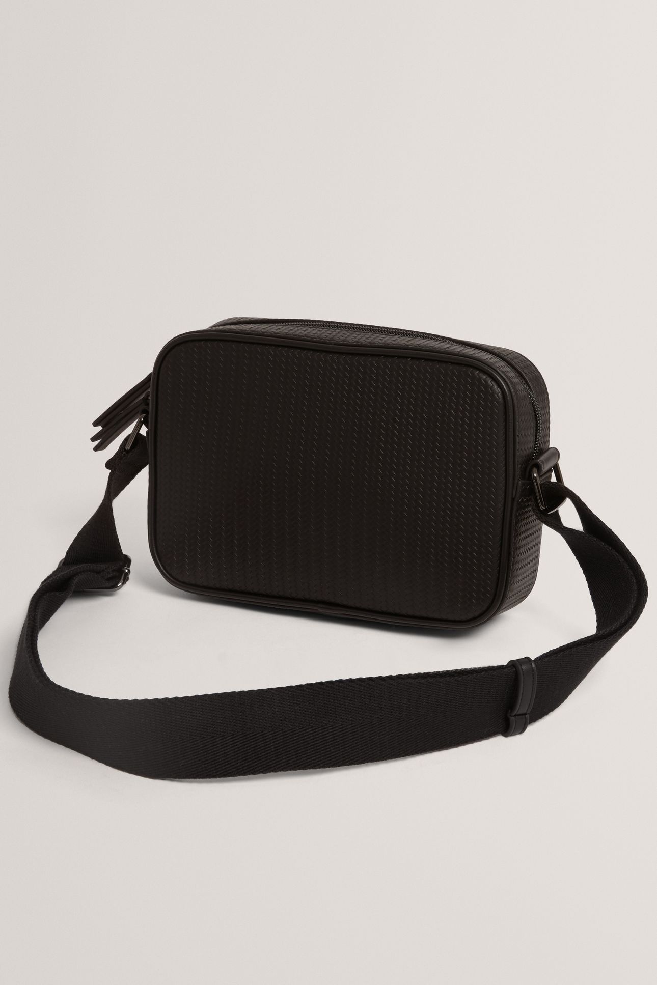 PRINTED WEAVE PU CROSSBODY BAG BLACK 2