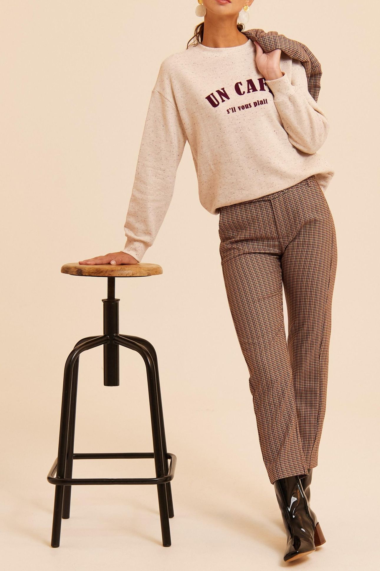 BEIGE HOUNDSTOOTH SUIT TROUSERS LAURENCE 3