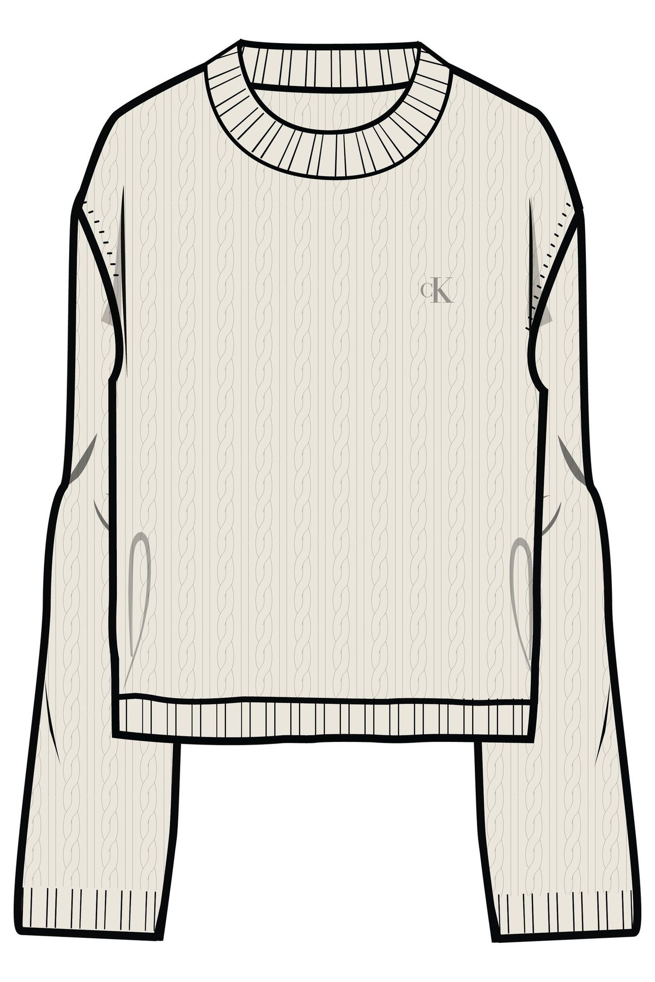 LS COTTON CABLE CREW TOFU 4