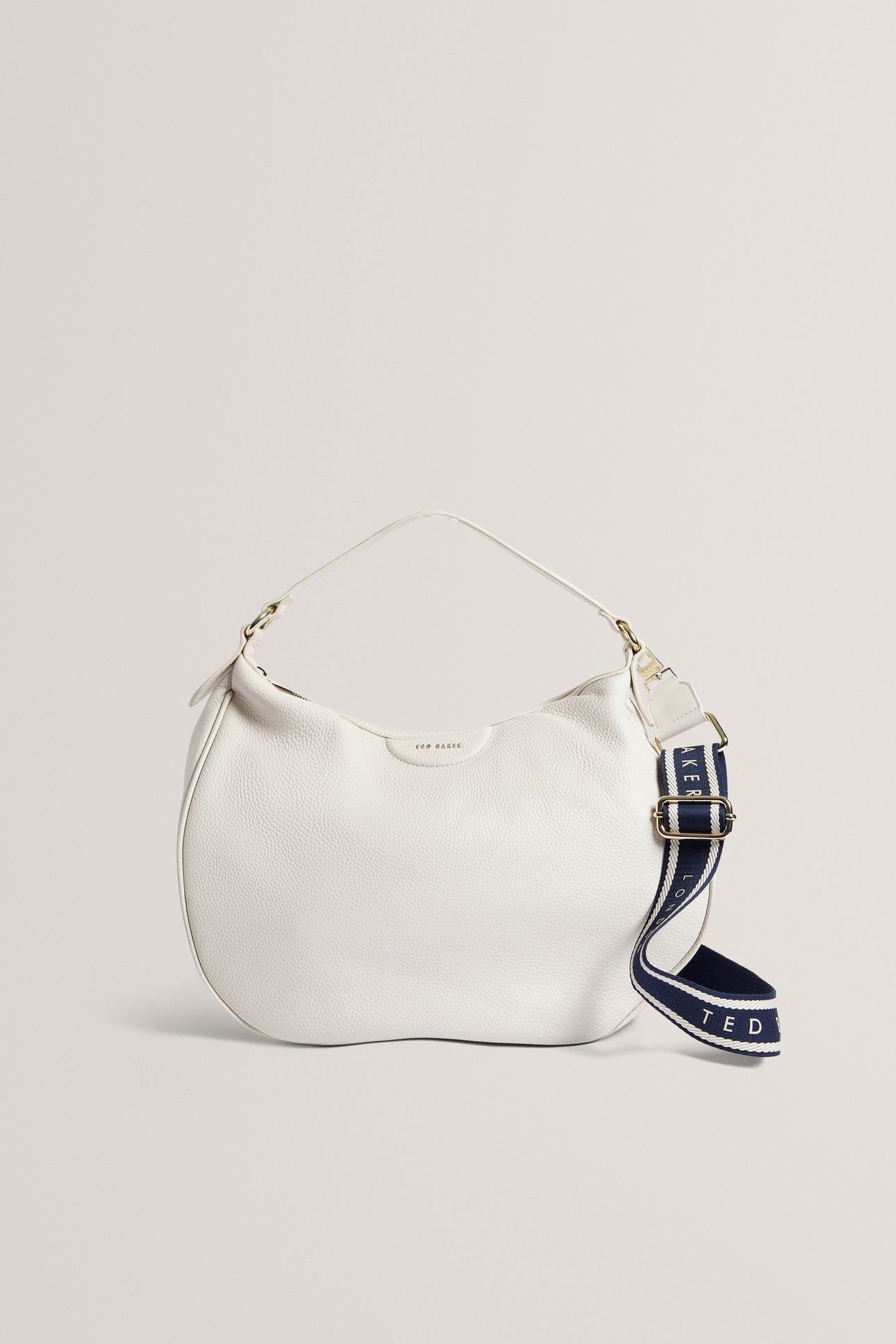 ESIAH WEBBING SLOUCHY LEATHER HOBO ECRU 1